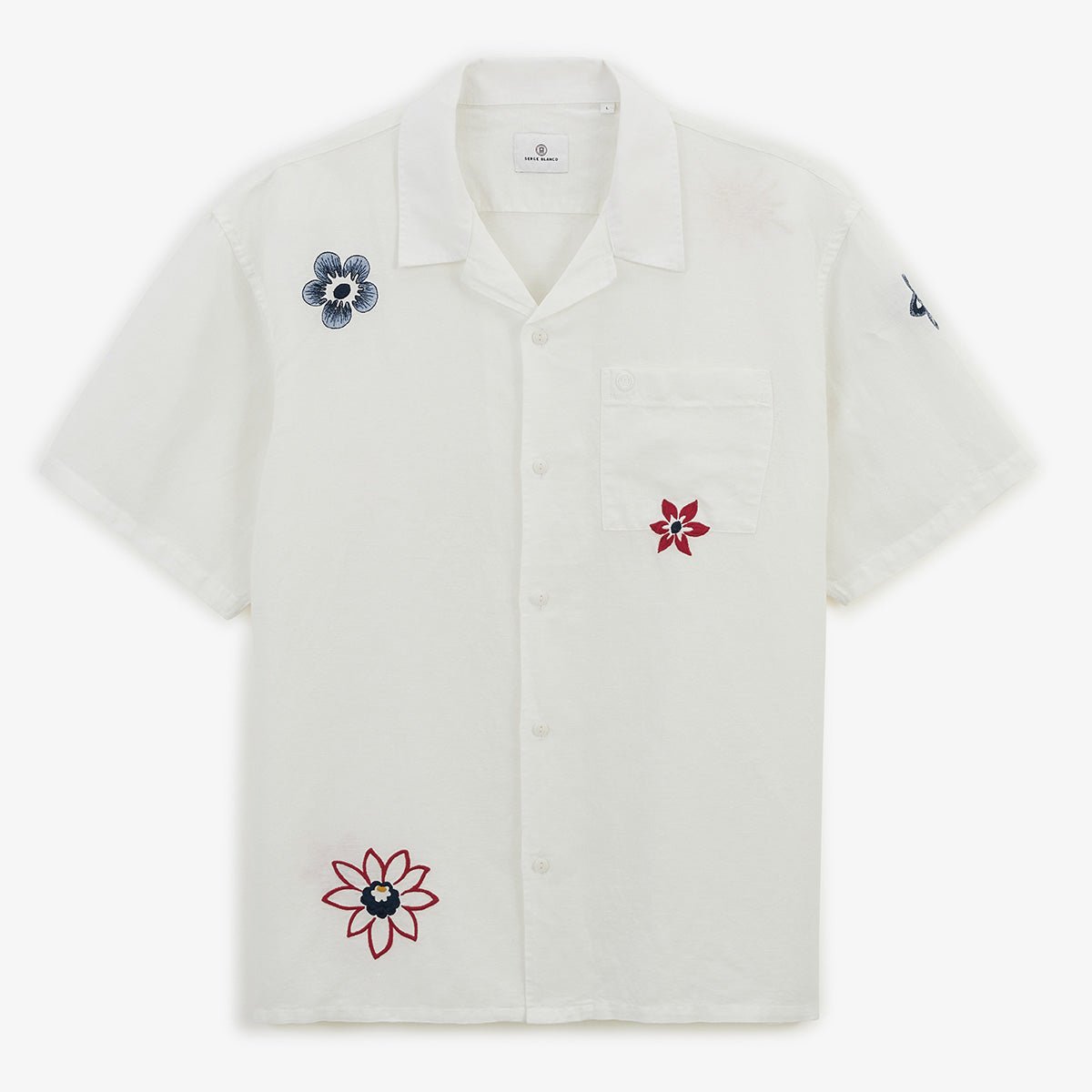 Short-sleeved shirt in printed Japanese cotton SERGE BLANCO White