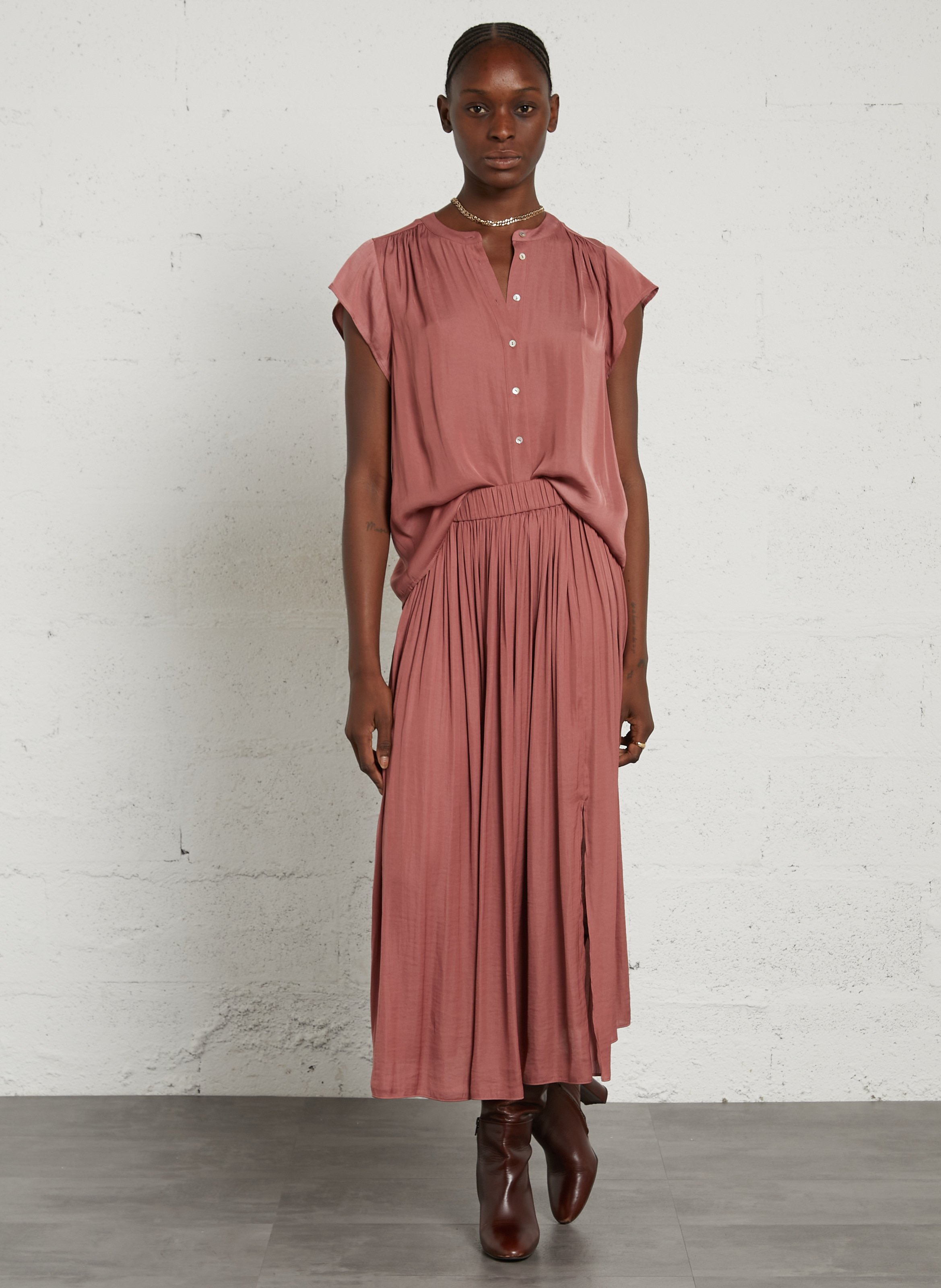 Chemise col rond MAISON 123 Rose