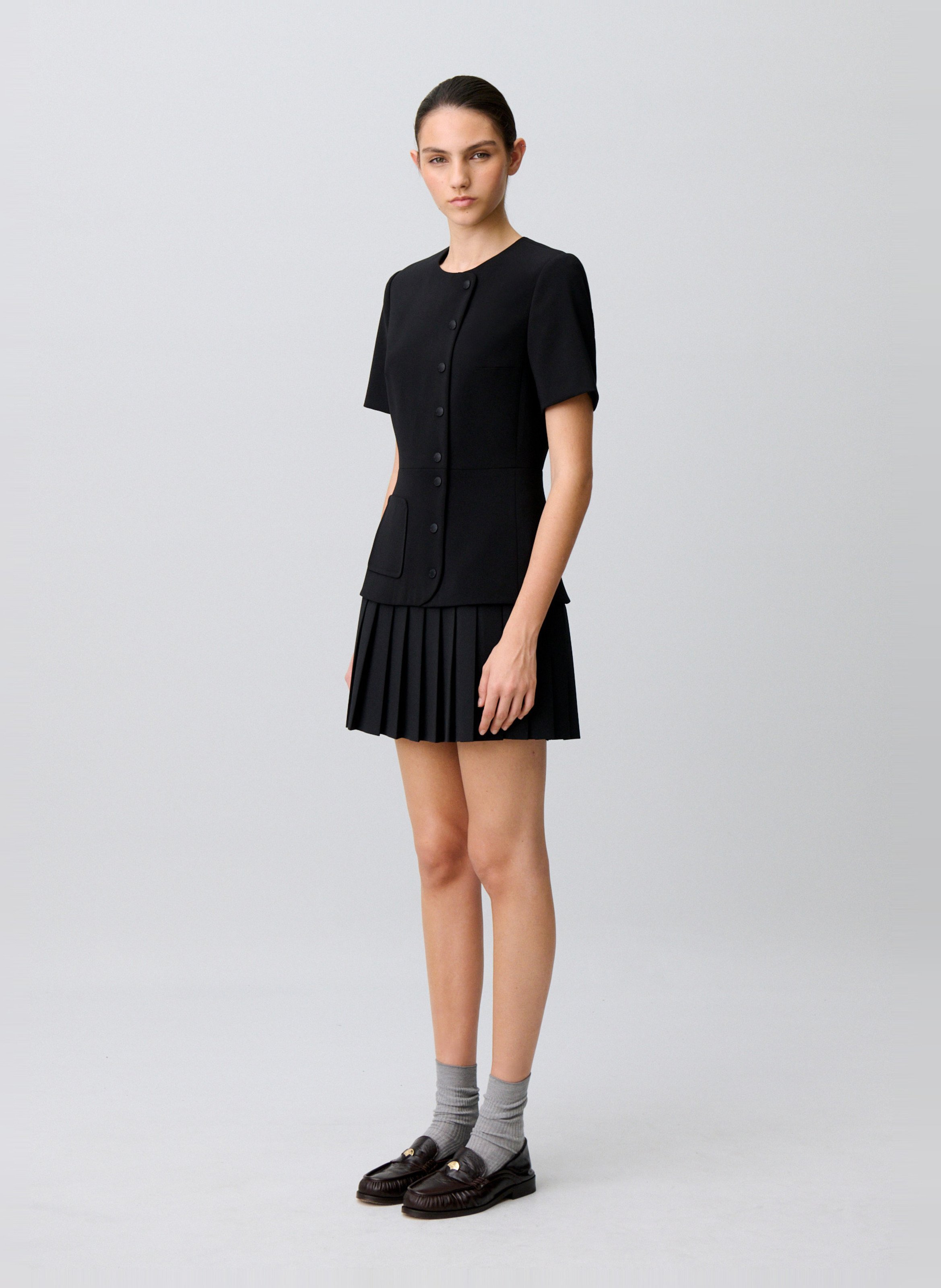 Plissé-jurk met ronde hals CLAUDIE PIERLOT Zwart