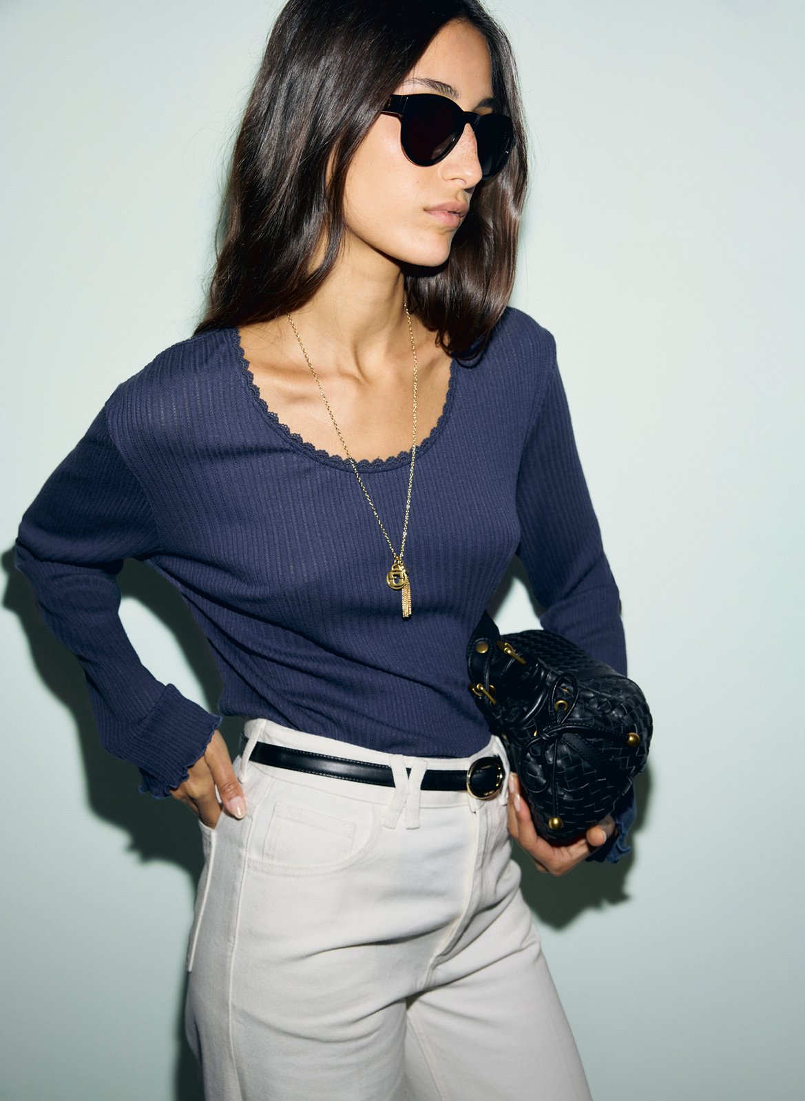 Tee-shirt col rond en coton mélangé GERARD DAREL Bleu