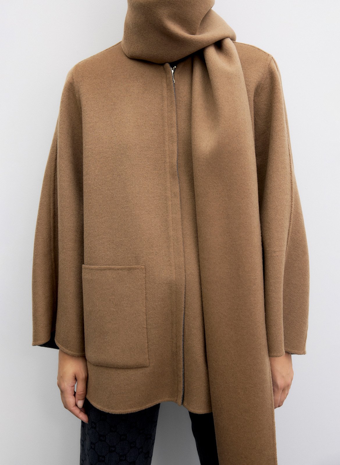 Weiter Mantel mit Wollschal GERARD DAREL Grau