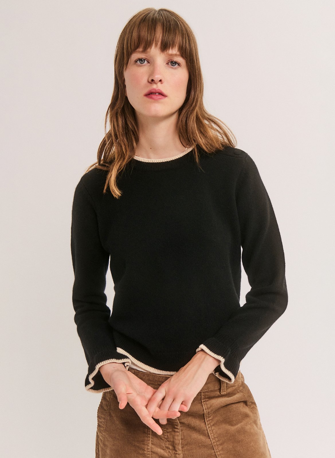 Round-neck wool-blend sweater PABLO Black