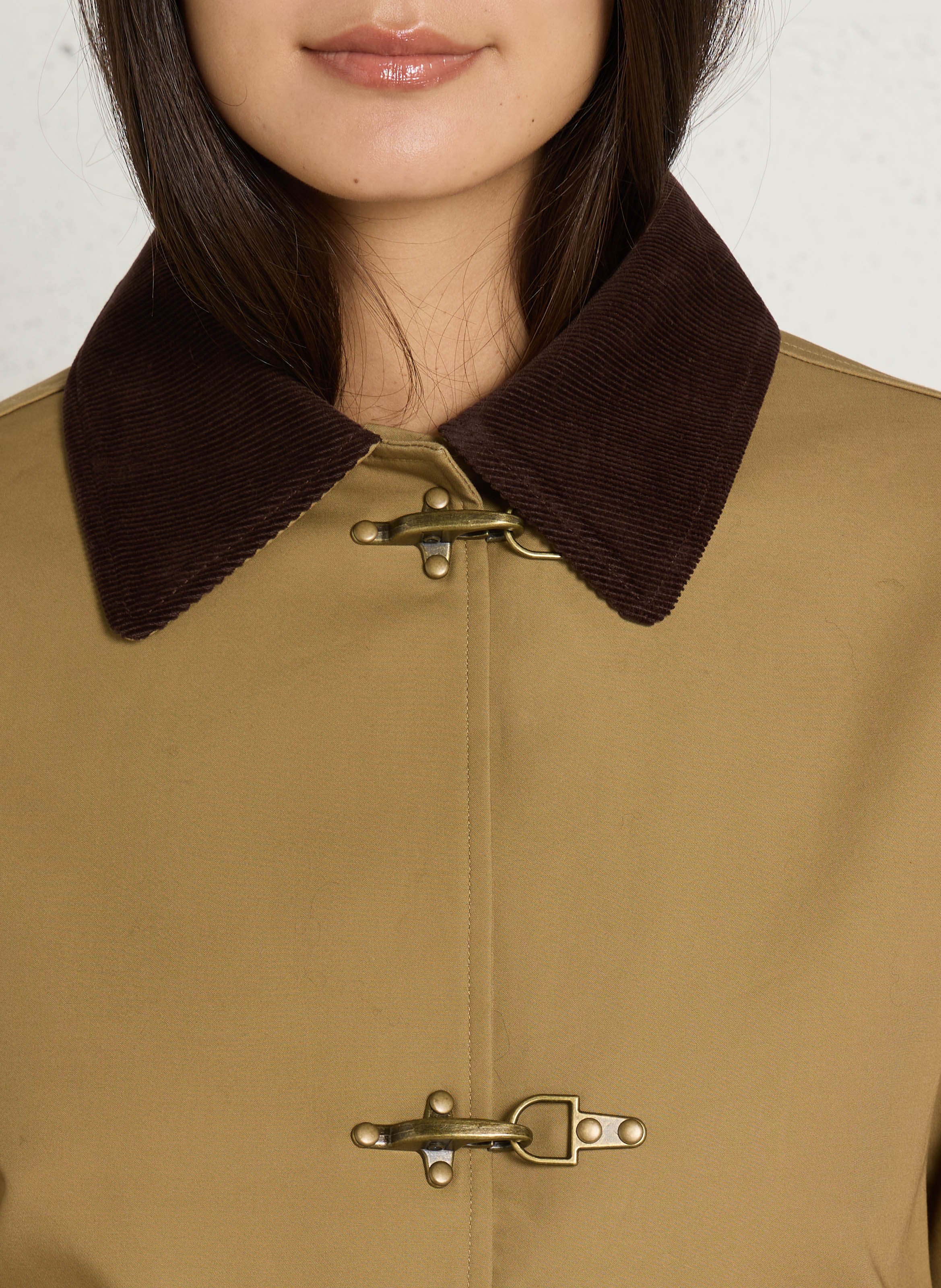 Manteau droit col classique en coton MAISON 123 Vert