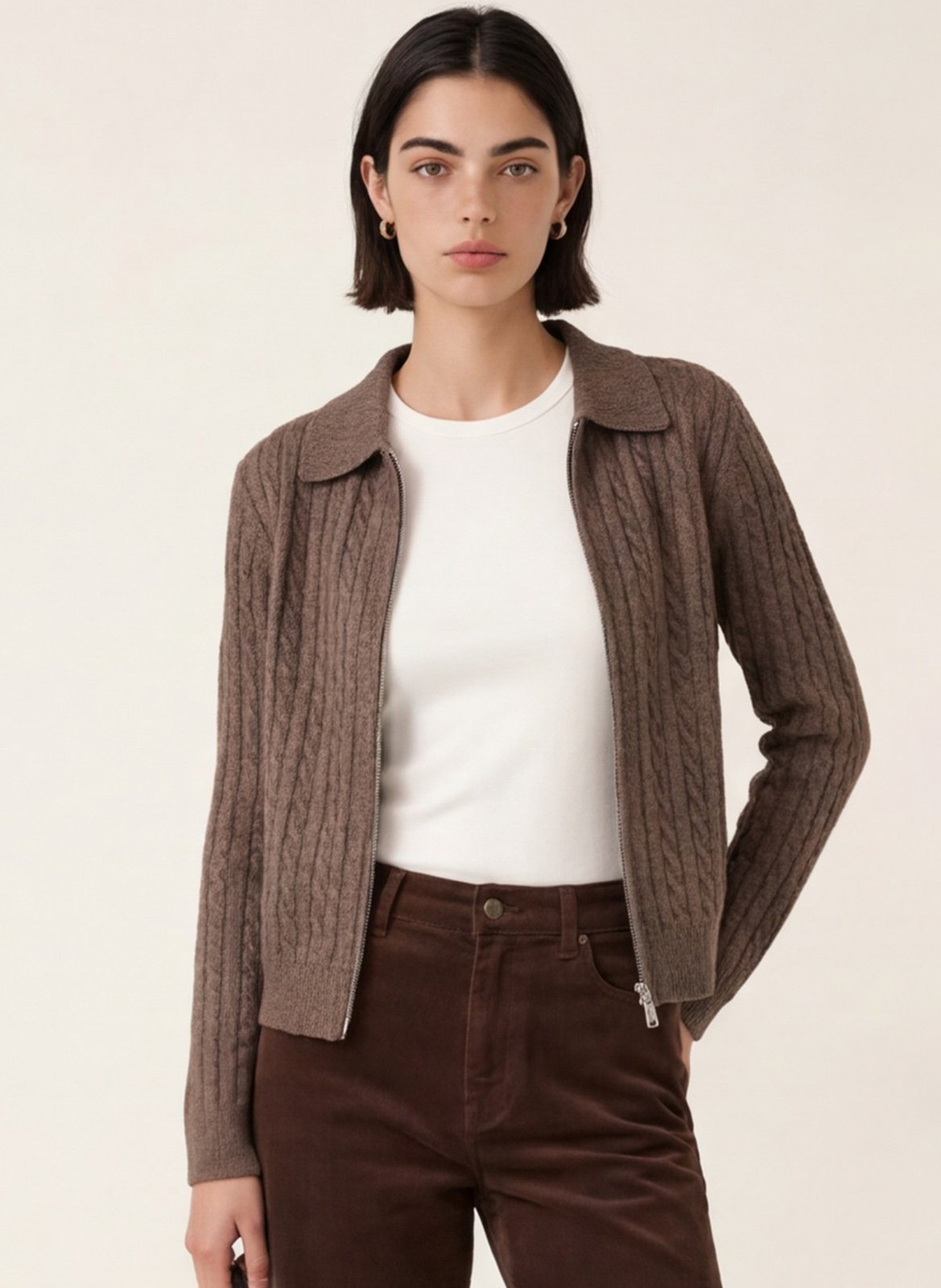 Gerader Wollblazer mit klassischem Kragen KOOKAI Braun
