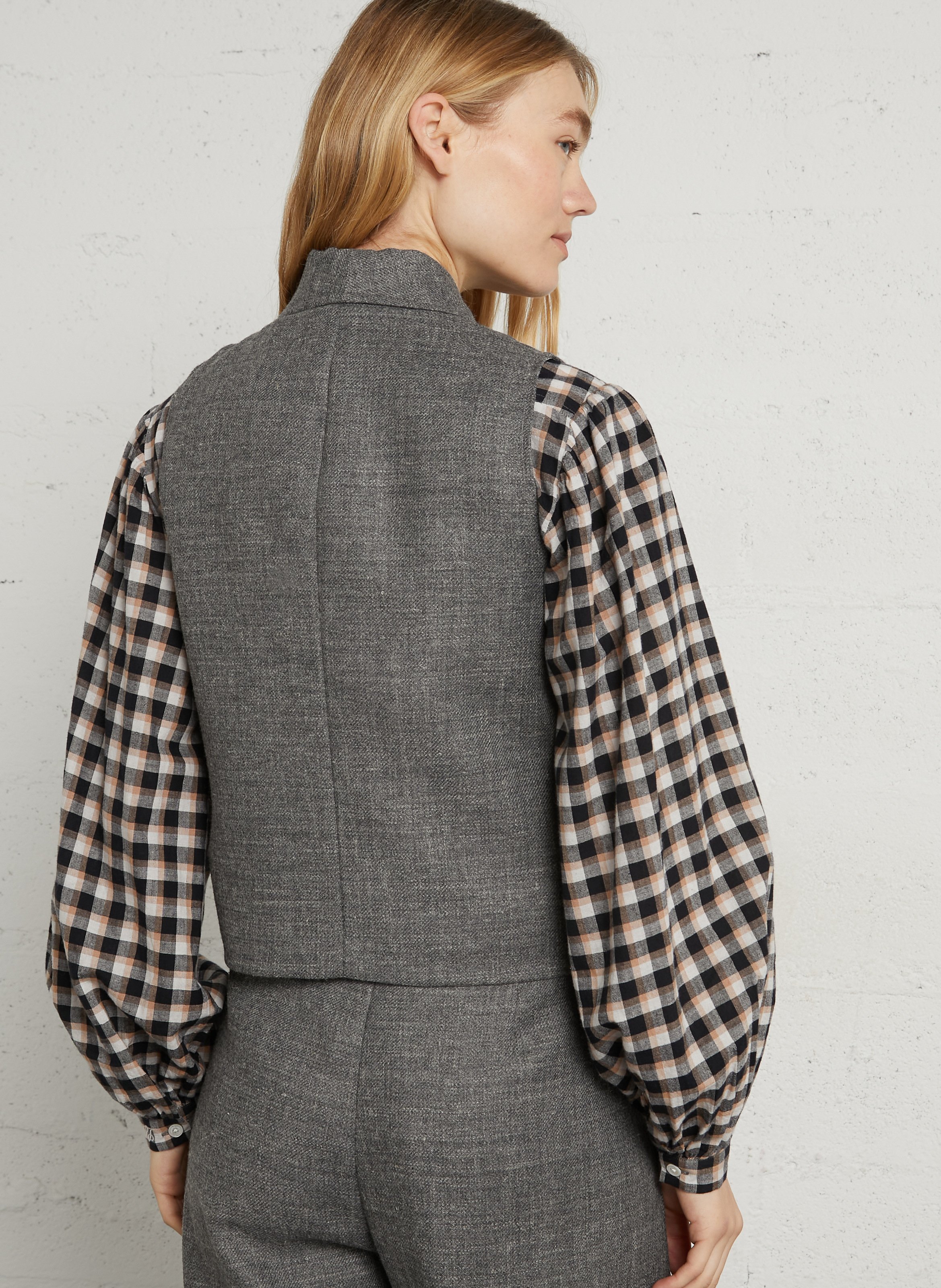 Gilet droit col châle DIEGA Gris
