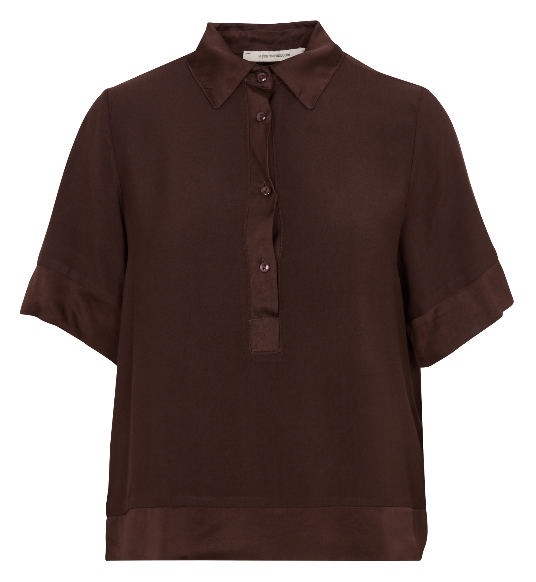 Top ample col classique LA FEE MARABOUTEE Marron