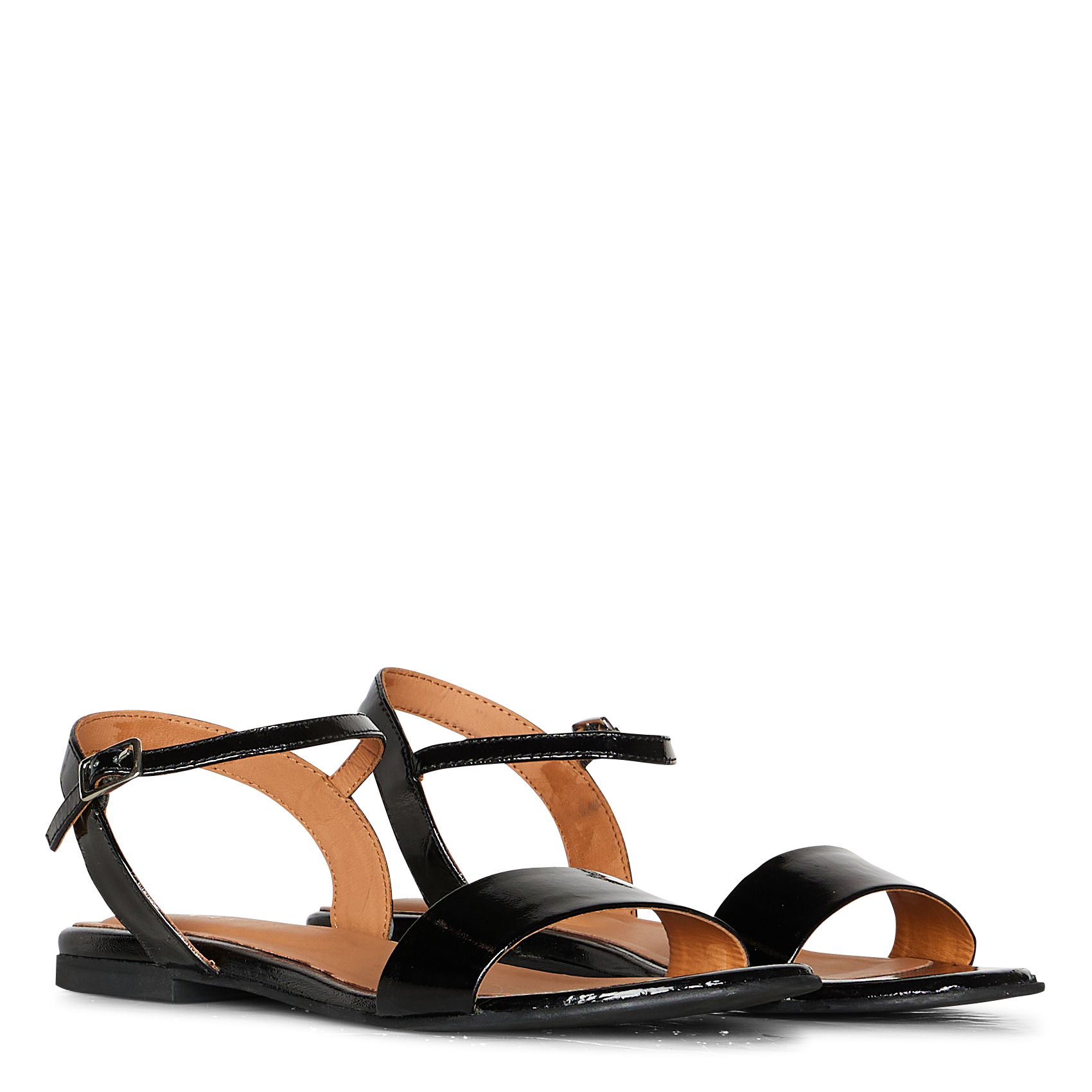 Sandales plates en cuir vernis  JONAK Noir