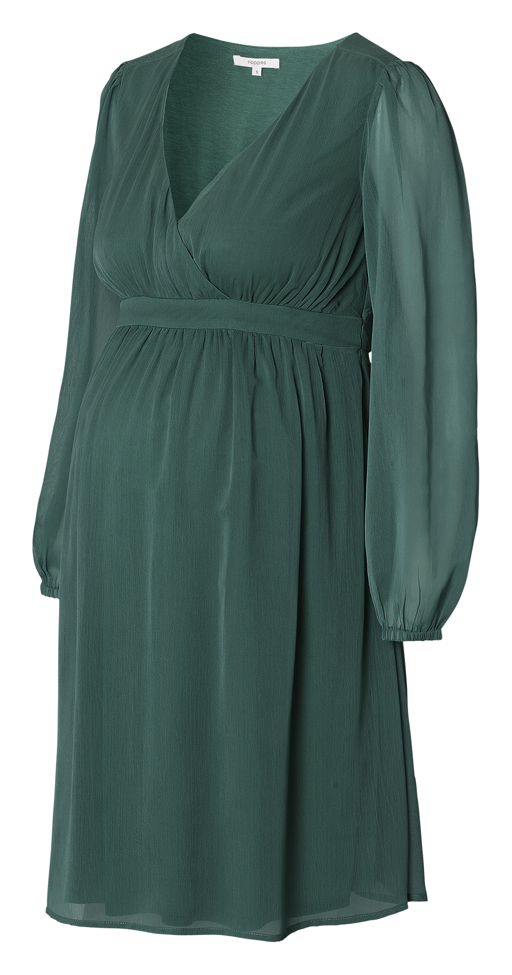 Short crepe wrapover-neck dress NOPPIES Green