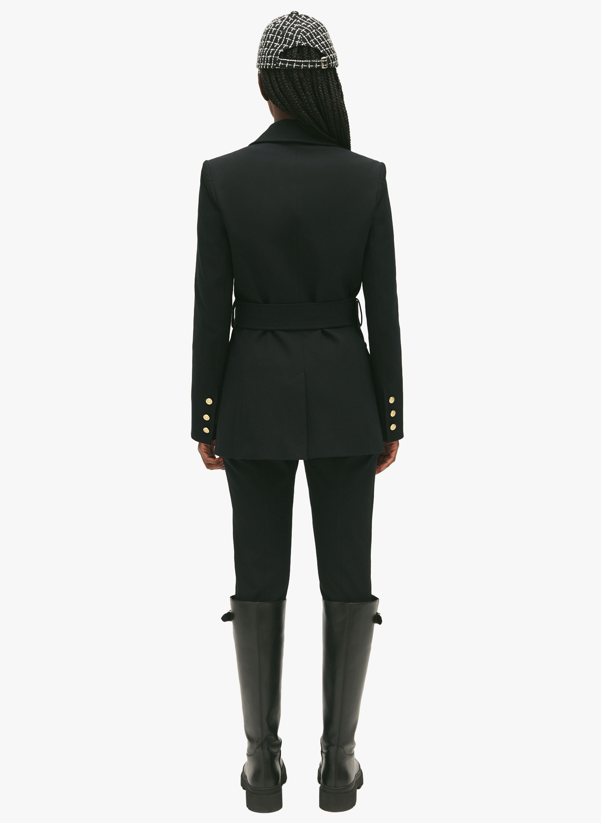 Cotton Blend Jacket With Tailored Collar And Belt Noir Claudie