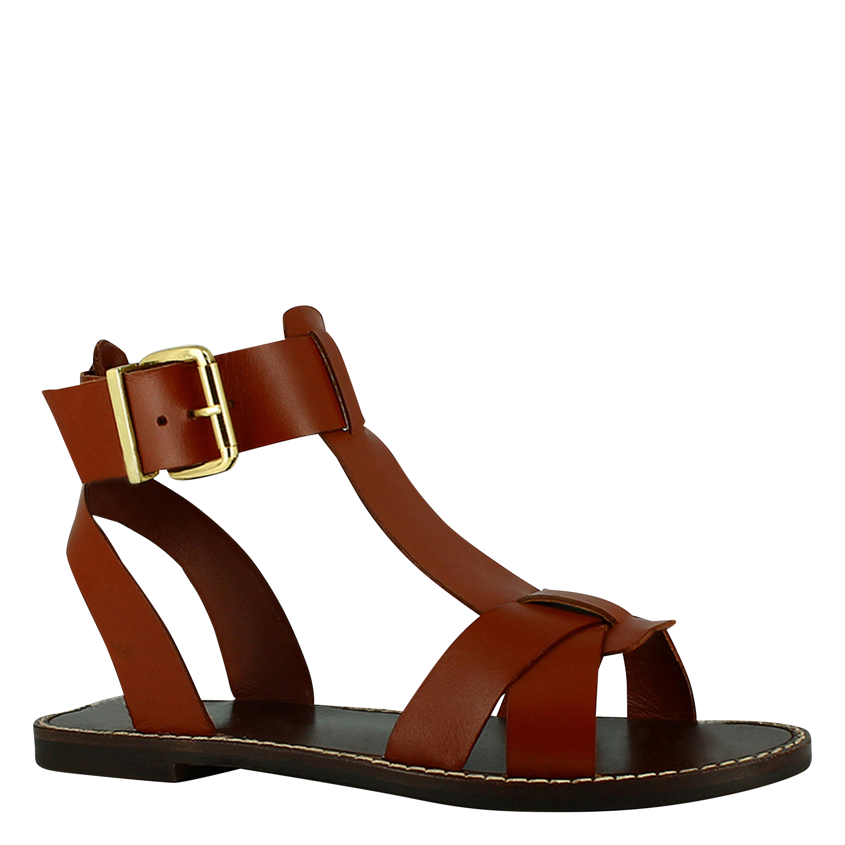 Sandales plates en cuir JONAK Marron