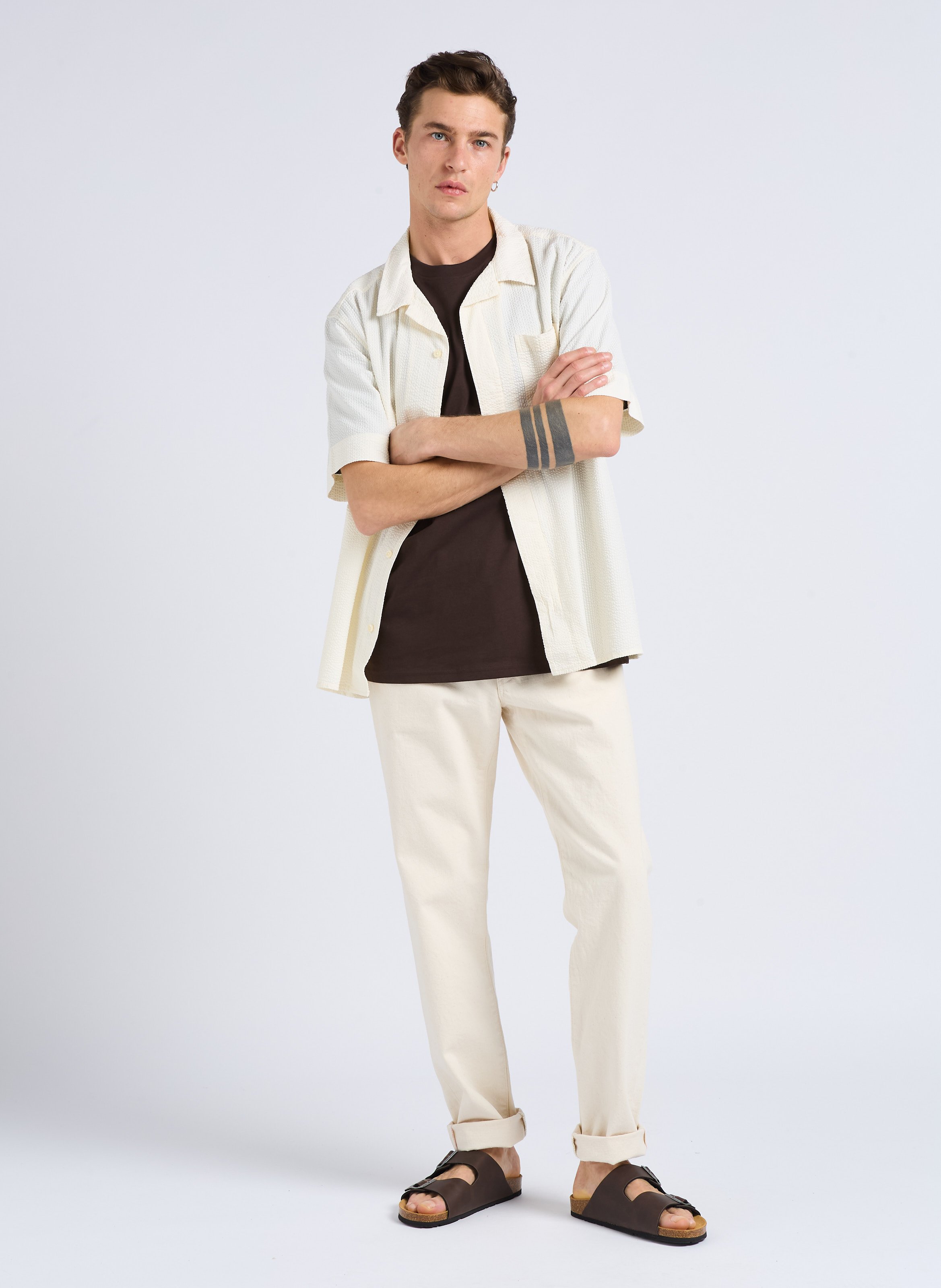 Hemd aus Bio-Baumwolle mit klassischem Kragen KNOWLEDGE COTTON APPAREL Weiss