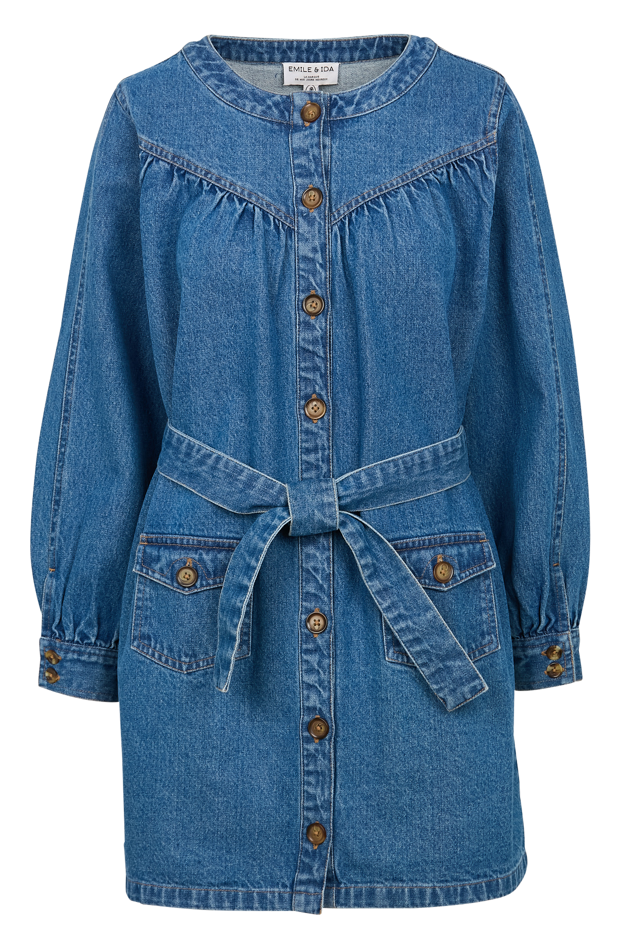 Robe chemise courte en denim  EMILE ET IDA Bleu