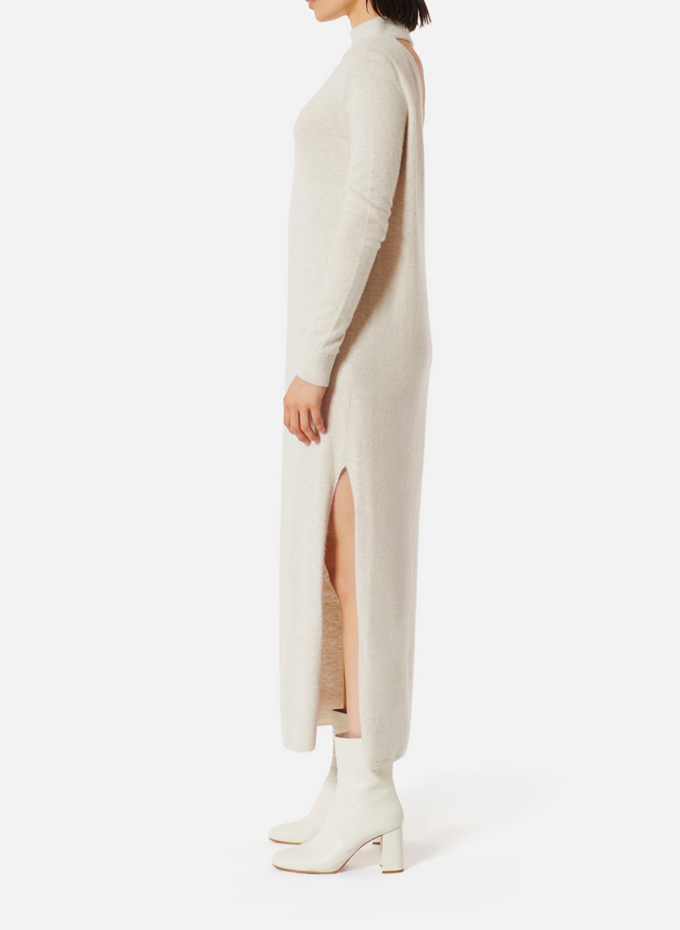 Lange trui jurk met blote rug KARMA KOMA Beige