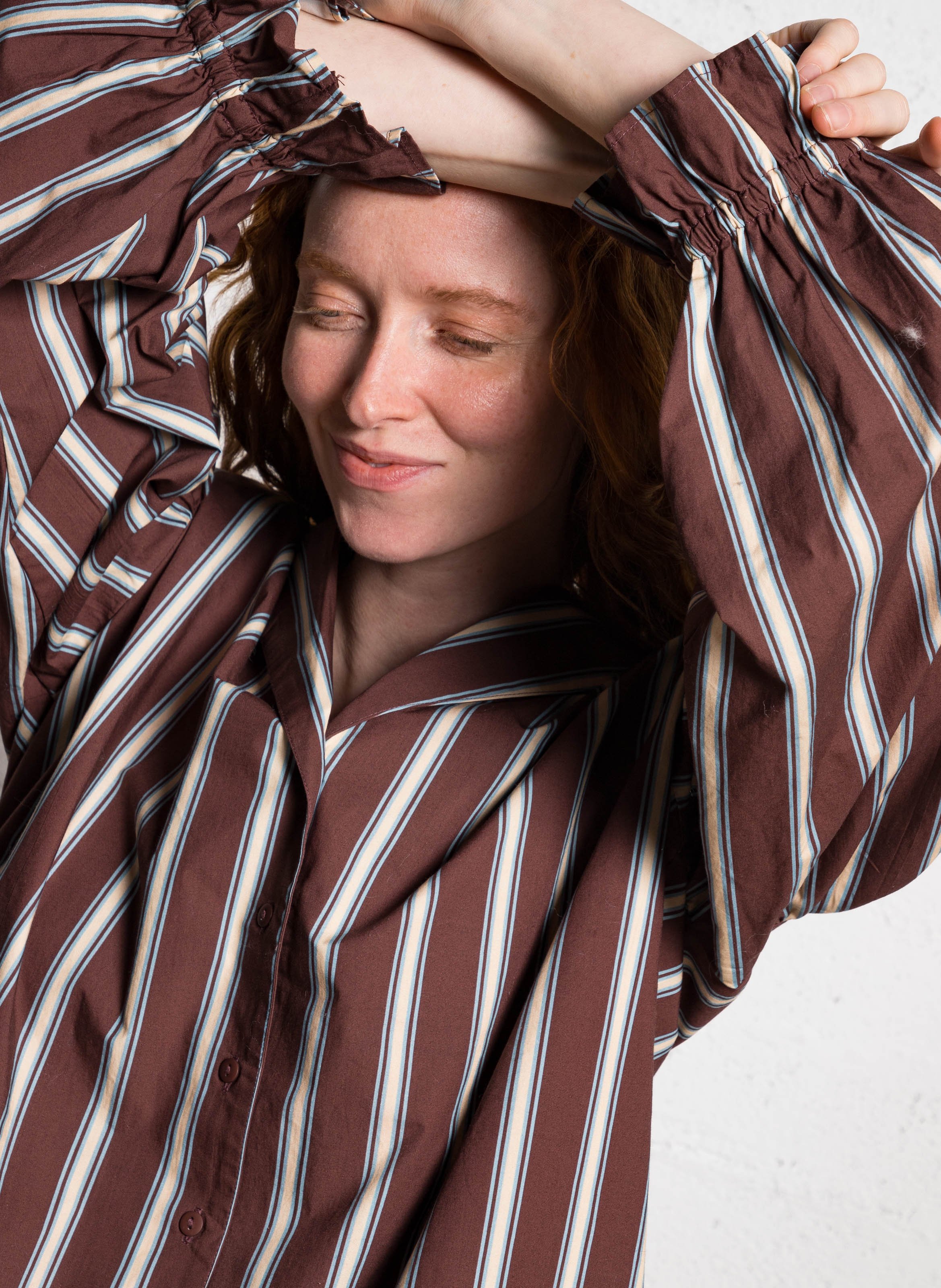 Chemise rayée en coton THE TINY BIG SISTER Marron