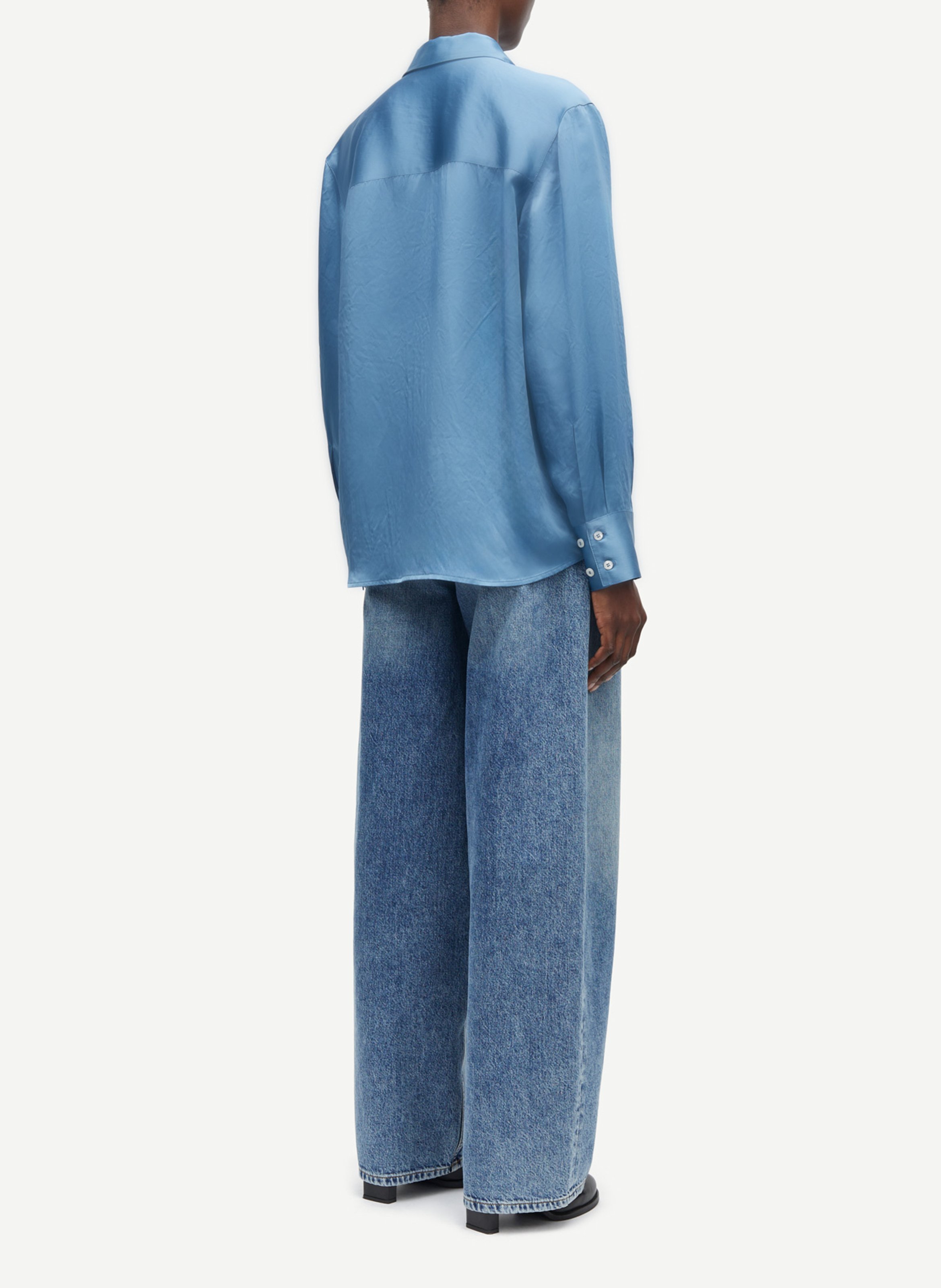 Oversized button-up shirt SAMSOE SAMSOE Blue