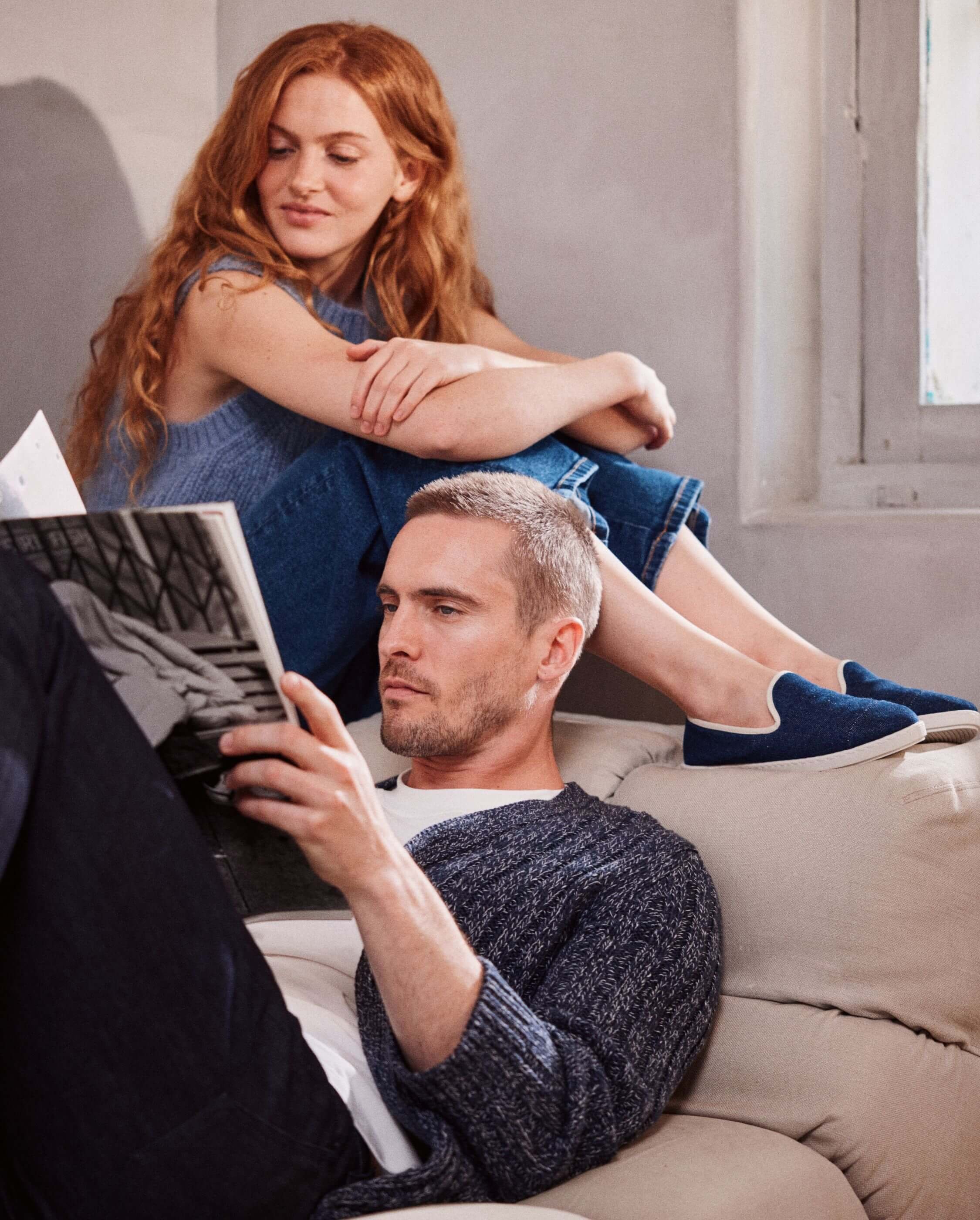 Women's denim slippers, raw ANGARDE Blue