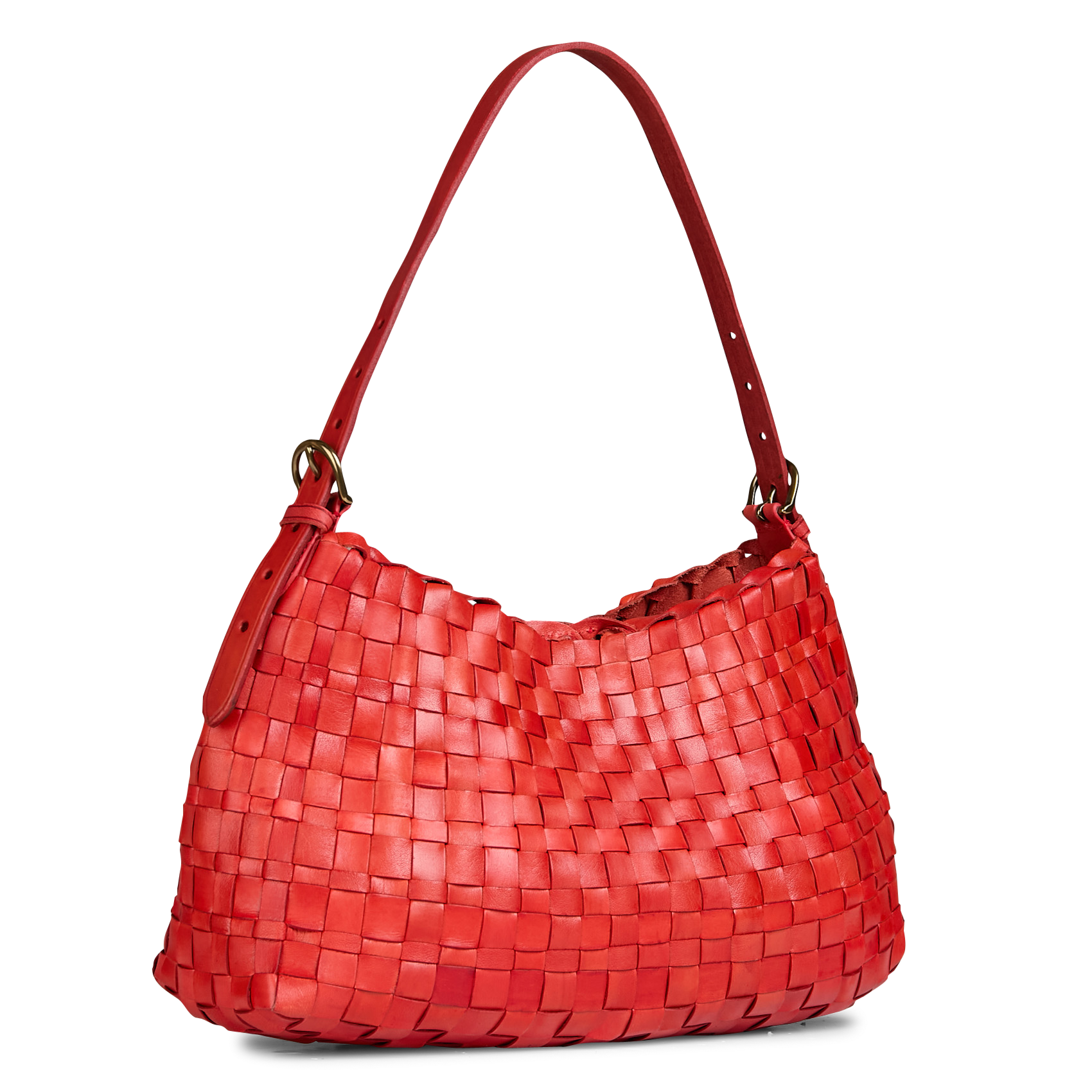 Sac porté épaule en cuir tressé DRAGON DIFFUSION Rouge