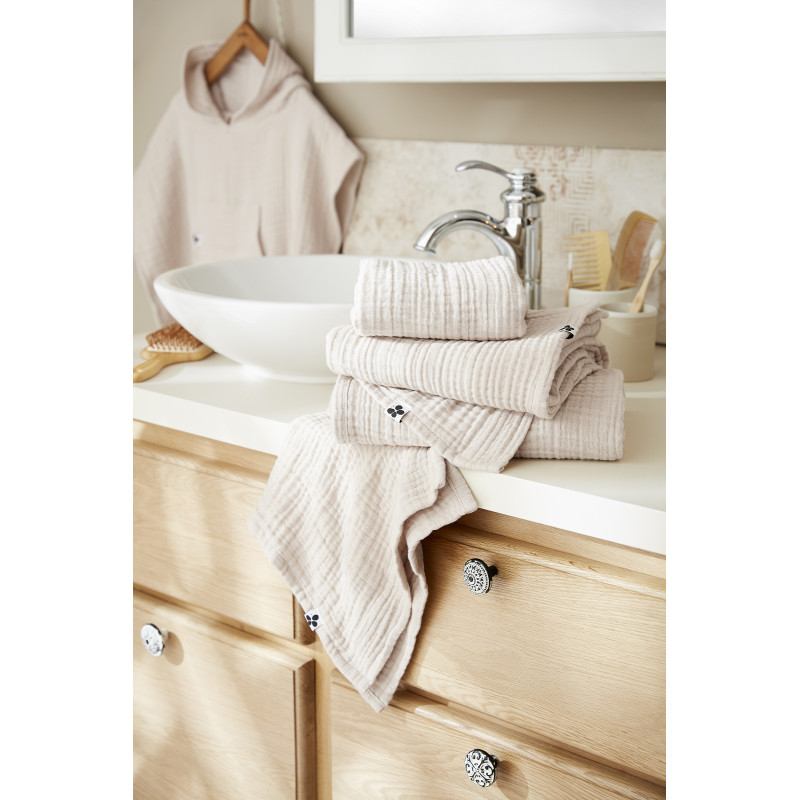 Solid color cotton gauze bath towel L'EFFET PAPILLON Beige