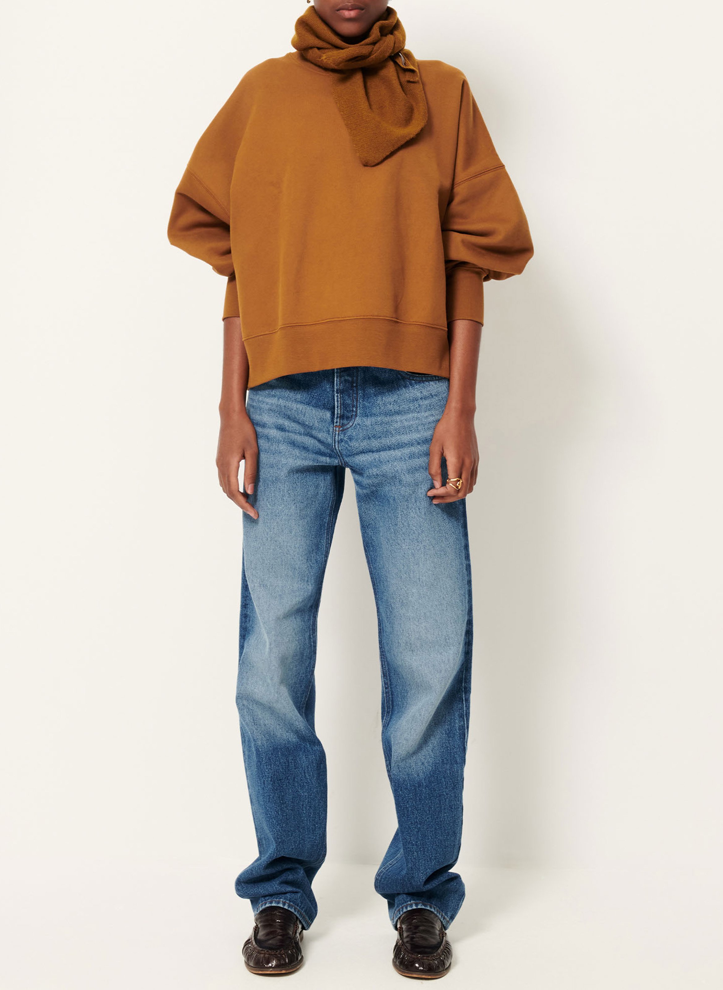 Sweat court oversize en coton  SESSUN Marron