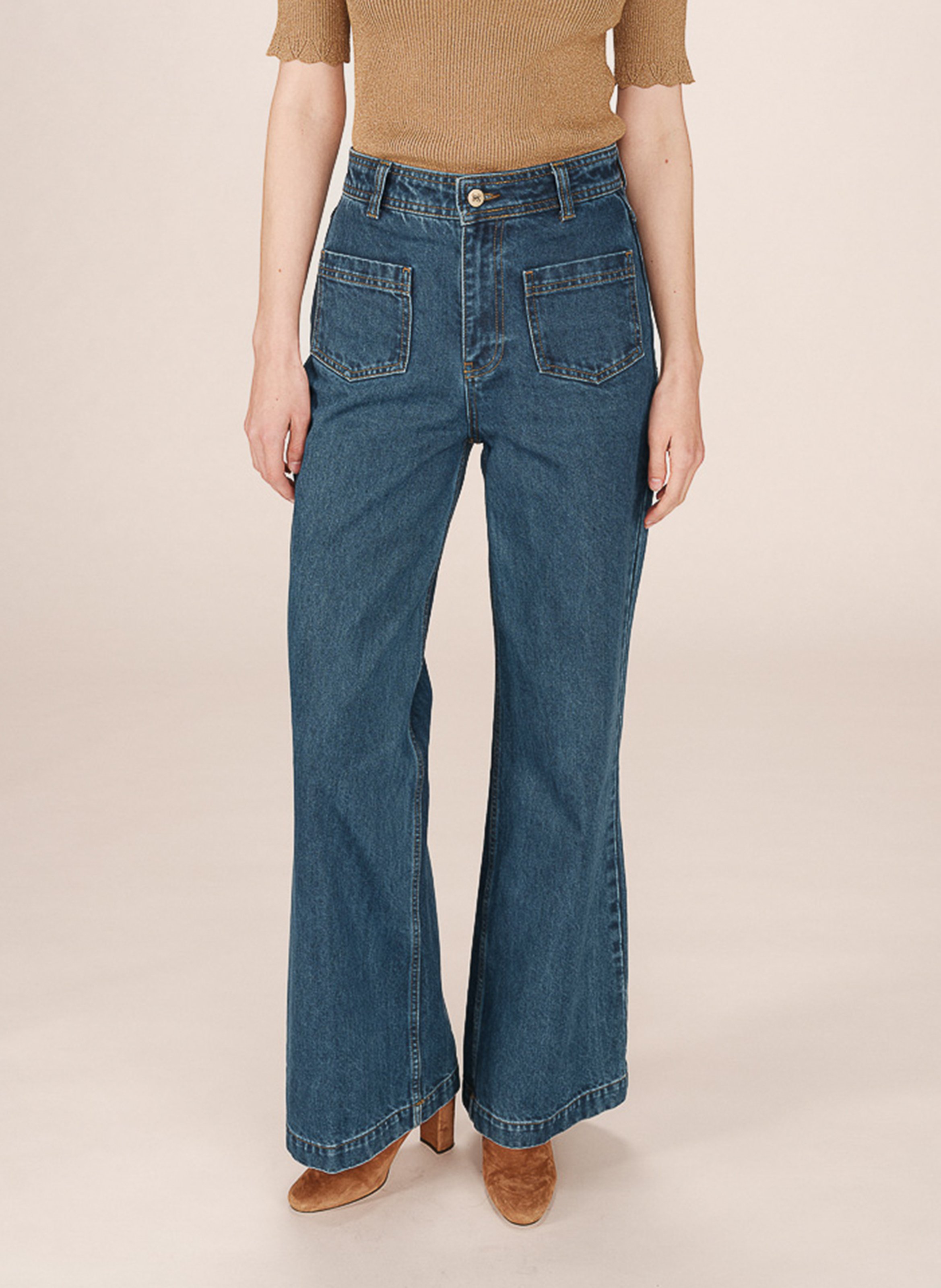 Cotton straight jeans GRACE ET MILA Blue