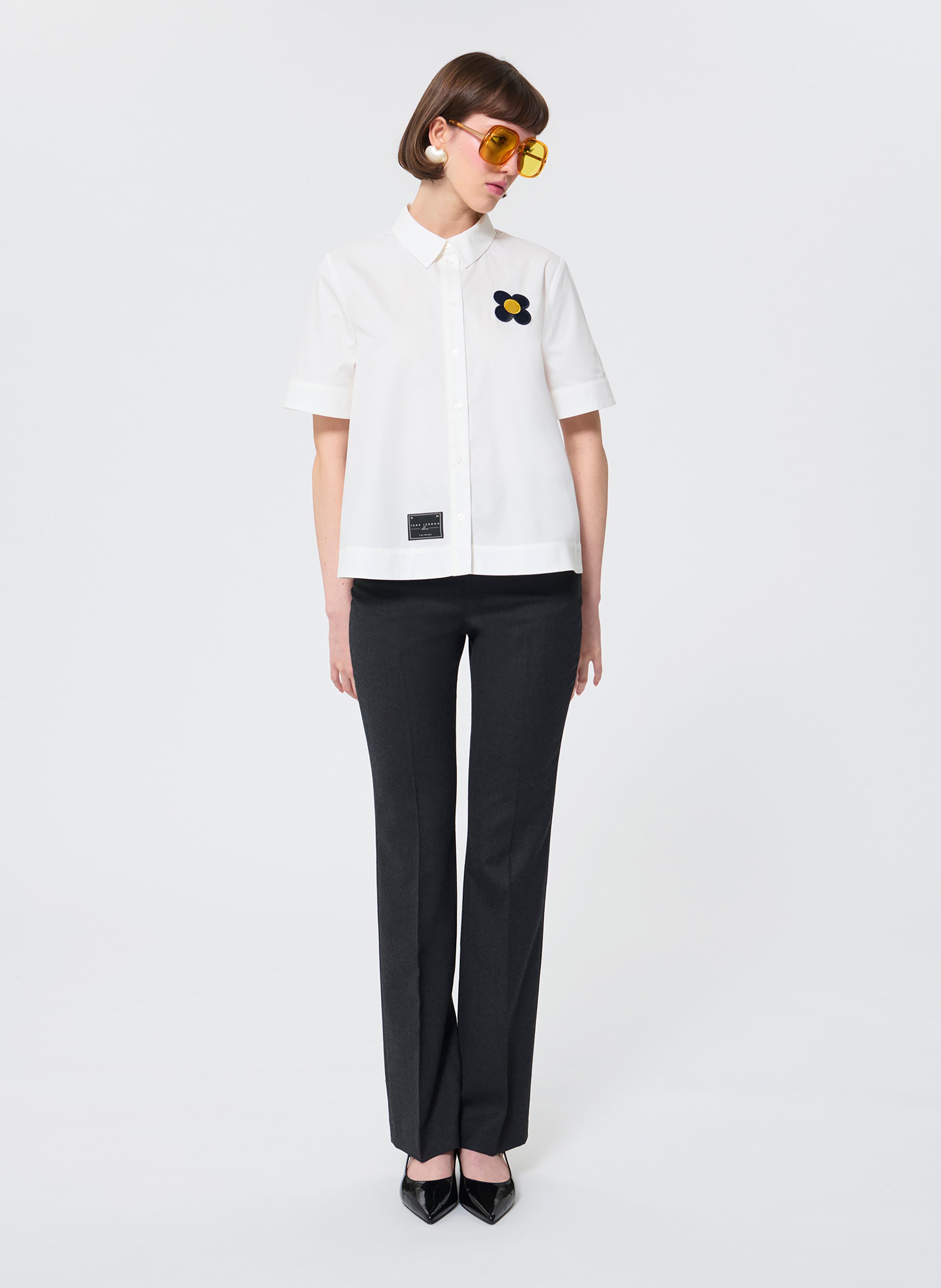Straight shirt with embroidered buttons TARA JARMON White