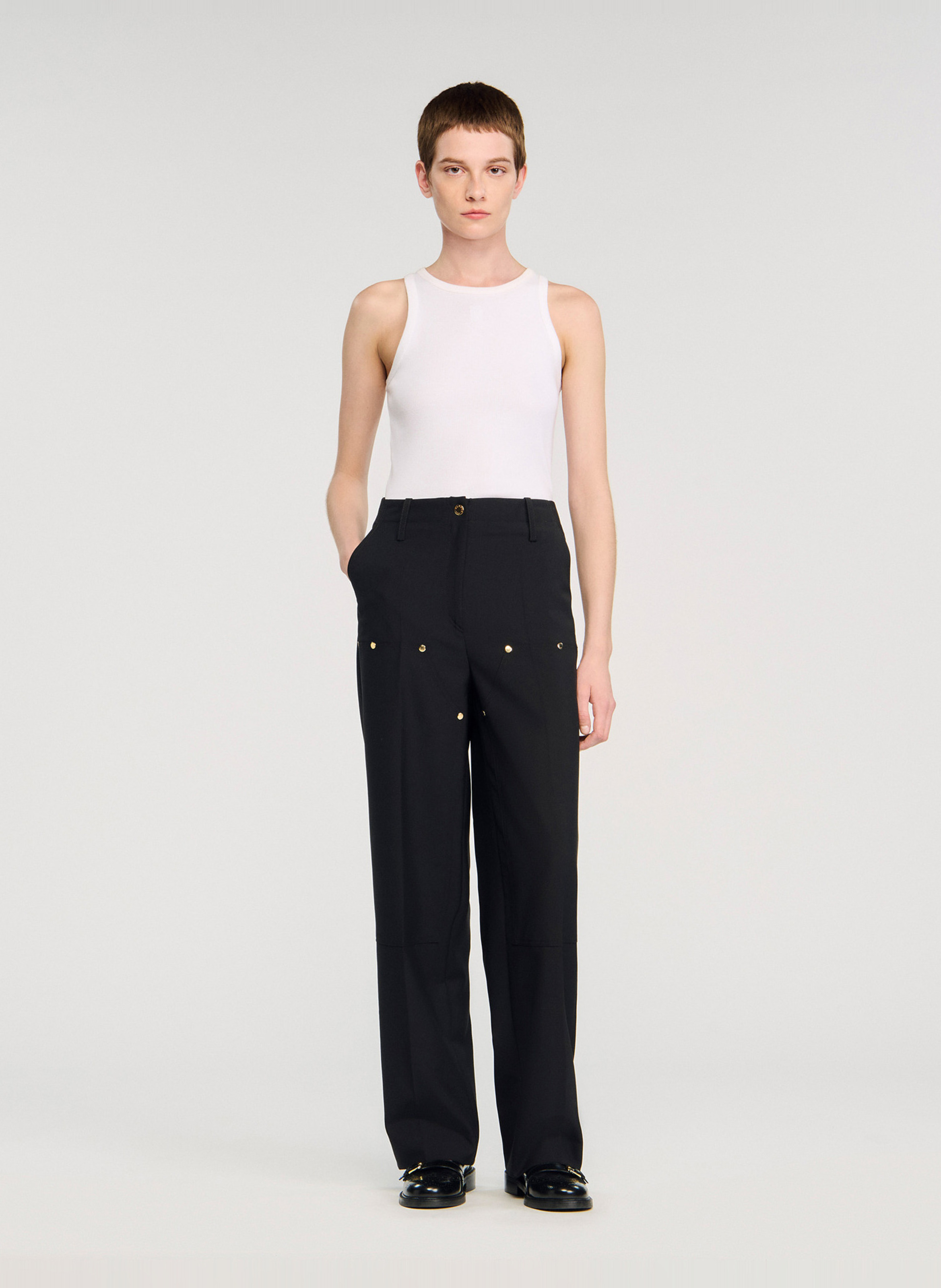 Wool-blend cargo pants SANDRO Black