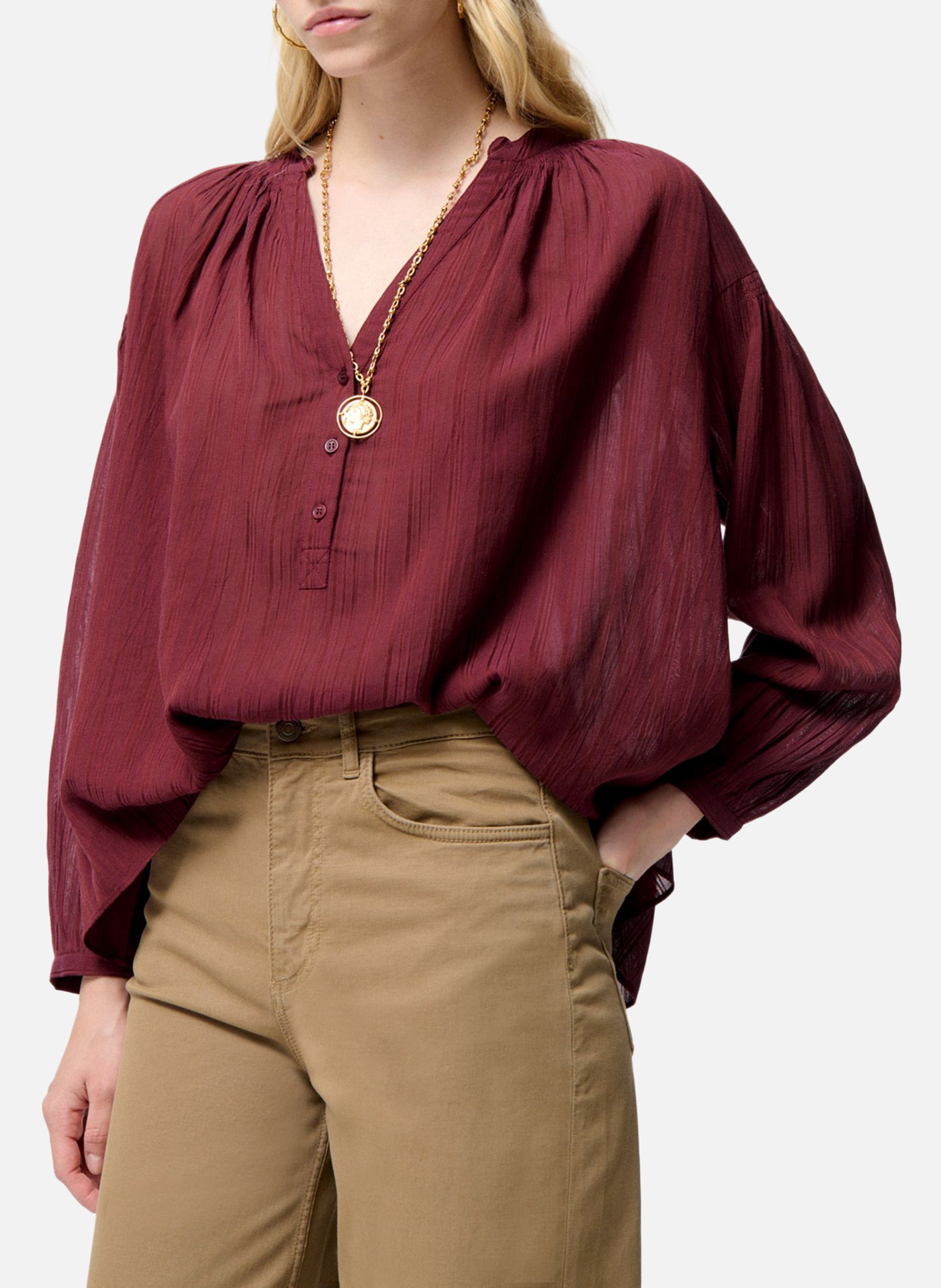 Loose-fit viscose and cotton shirt VANESSA BRUNO Red