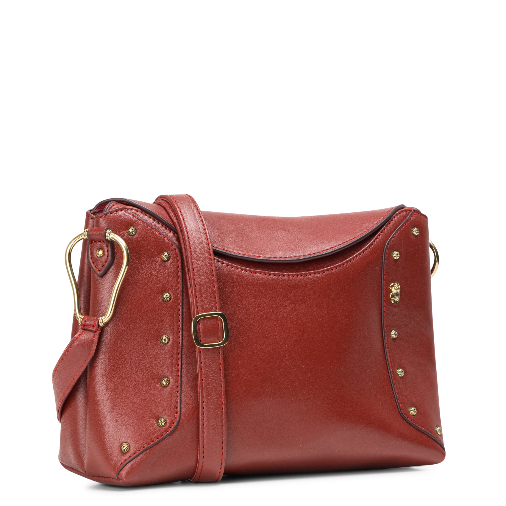 Schoudertas van gemengd leer Rood