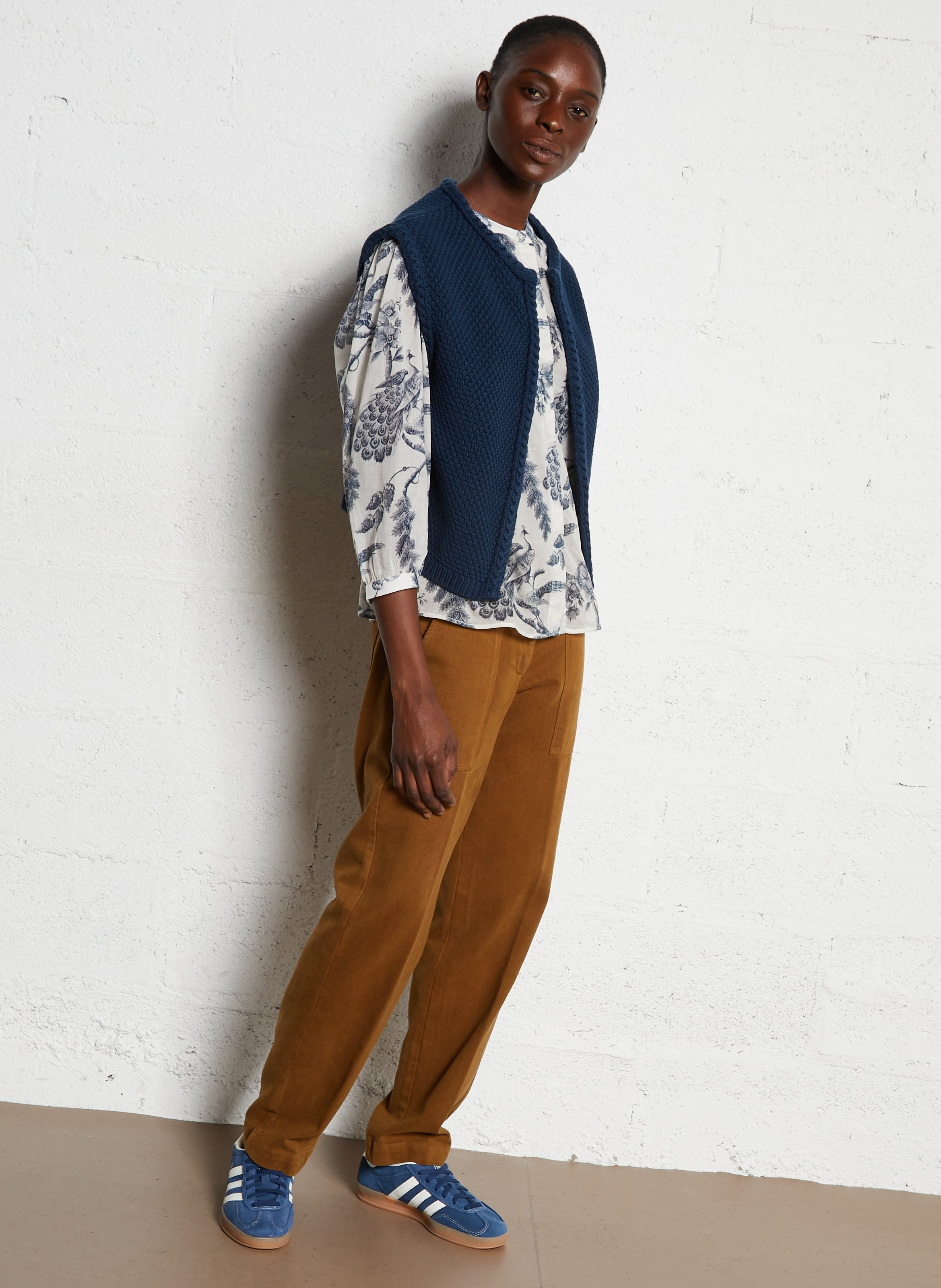 Gilet tressé sans manches uni MAISON 123 Violet