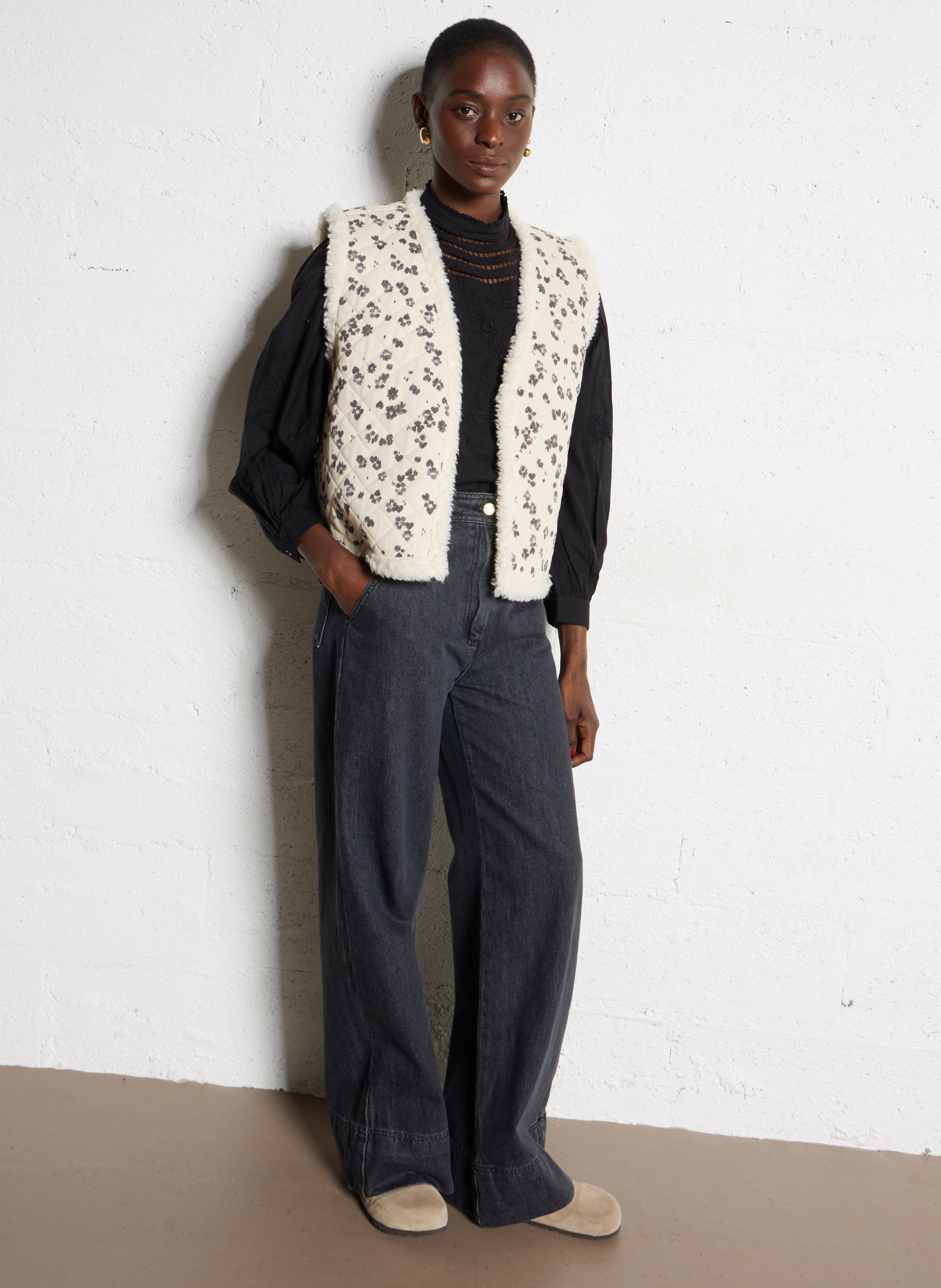 Katoenen jasje met ronde hals DES PETITS HAUTS Wit