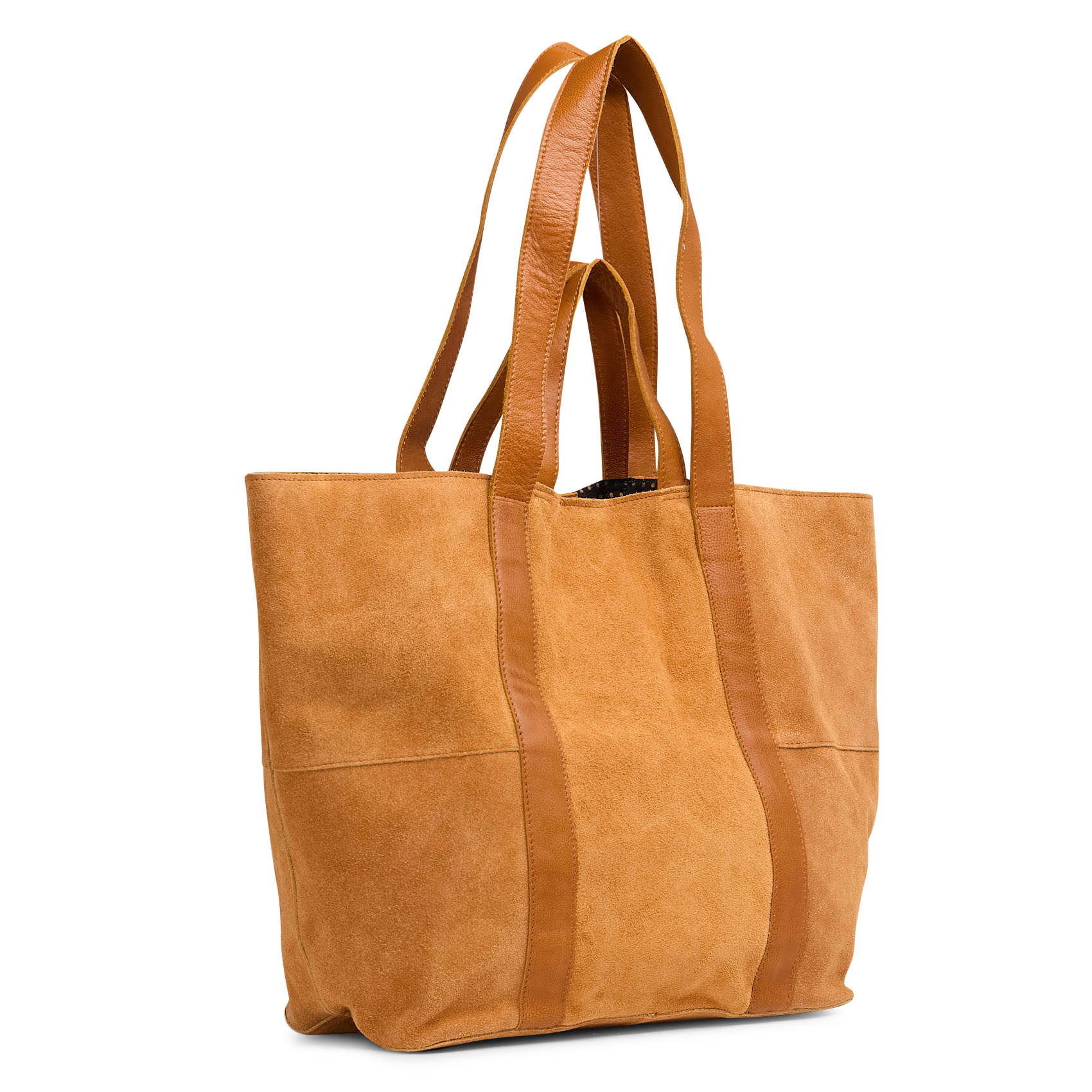Shopper van veloursleer PIECES Bruin