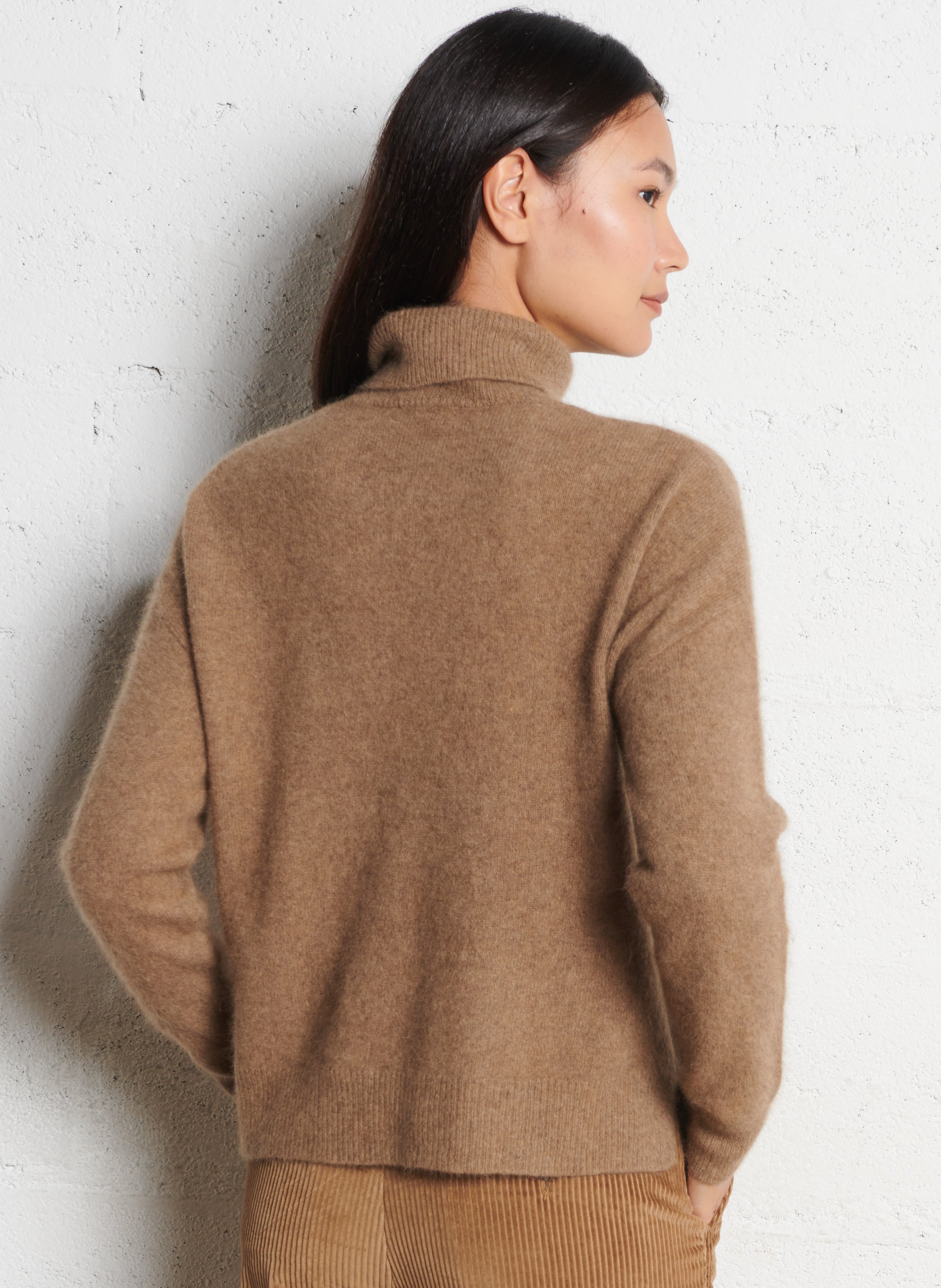 Col roulé ample en laine mélangée MAJESTIC FILATURES Beige