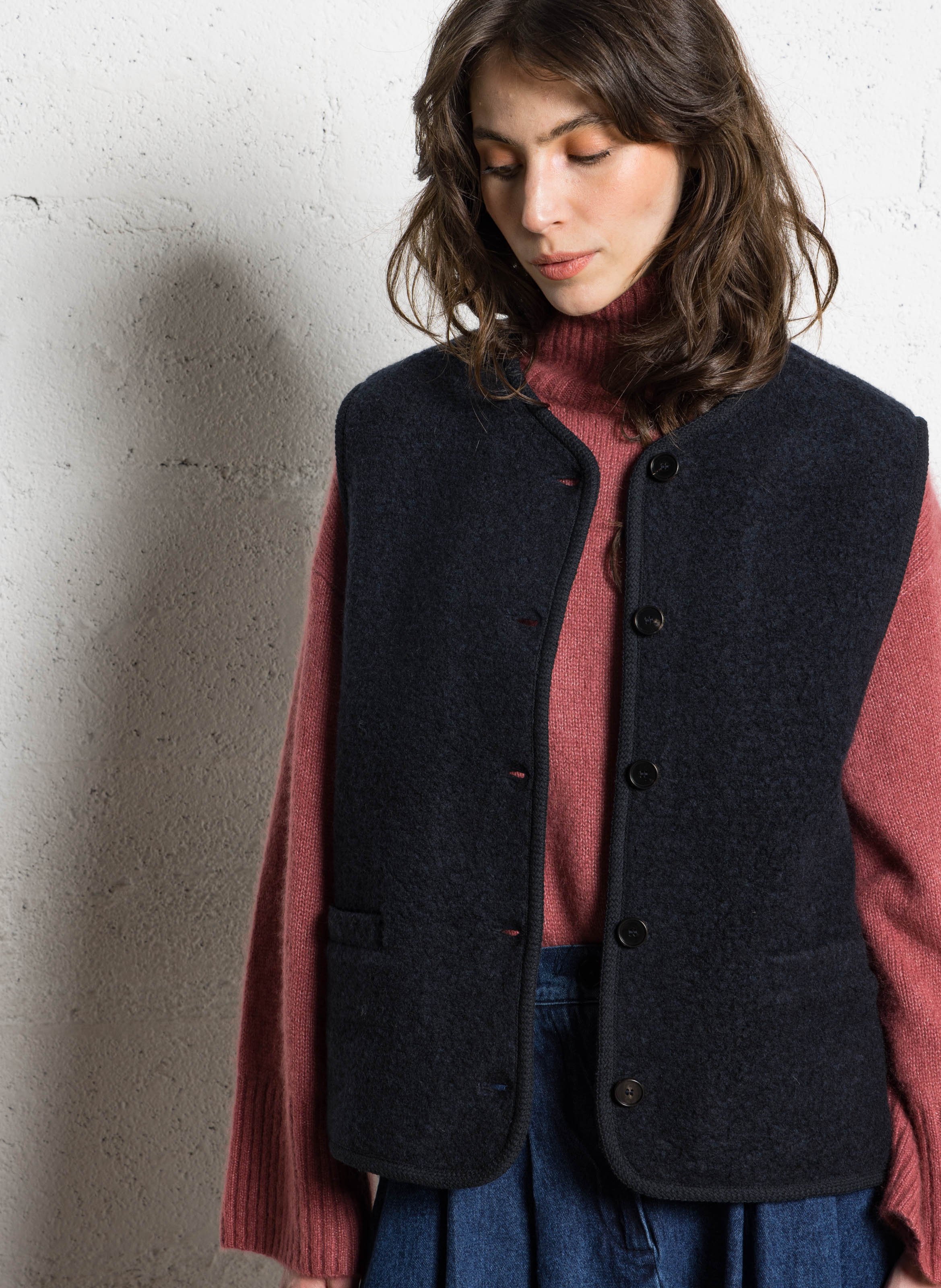 Vest met ronde hals - wolblend RUE DE TOKYO Blauw