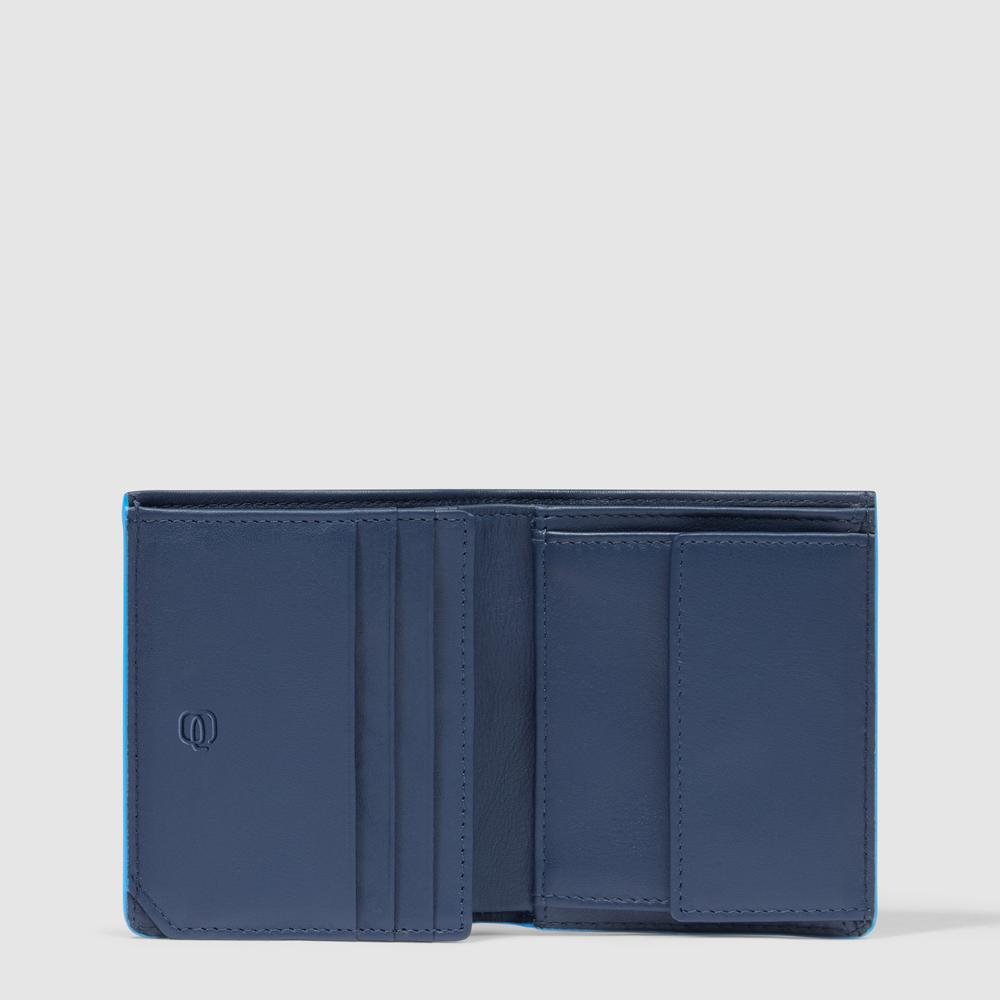 Men's vertical wallet with coin pocket, credit card slots, and RFID protection PIQUADRO Blue