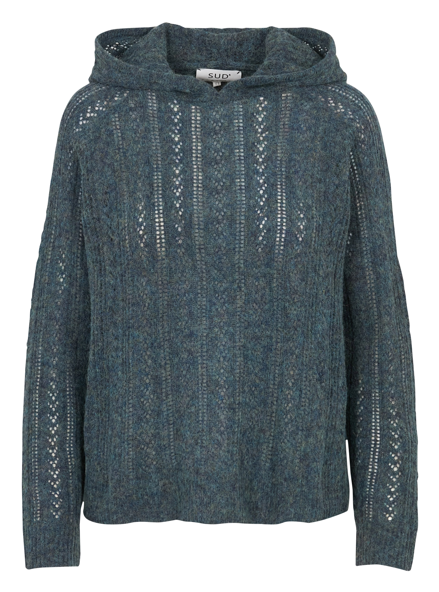 Pull droit à capuche en laine mélangée SUD EXPRESS Bleu