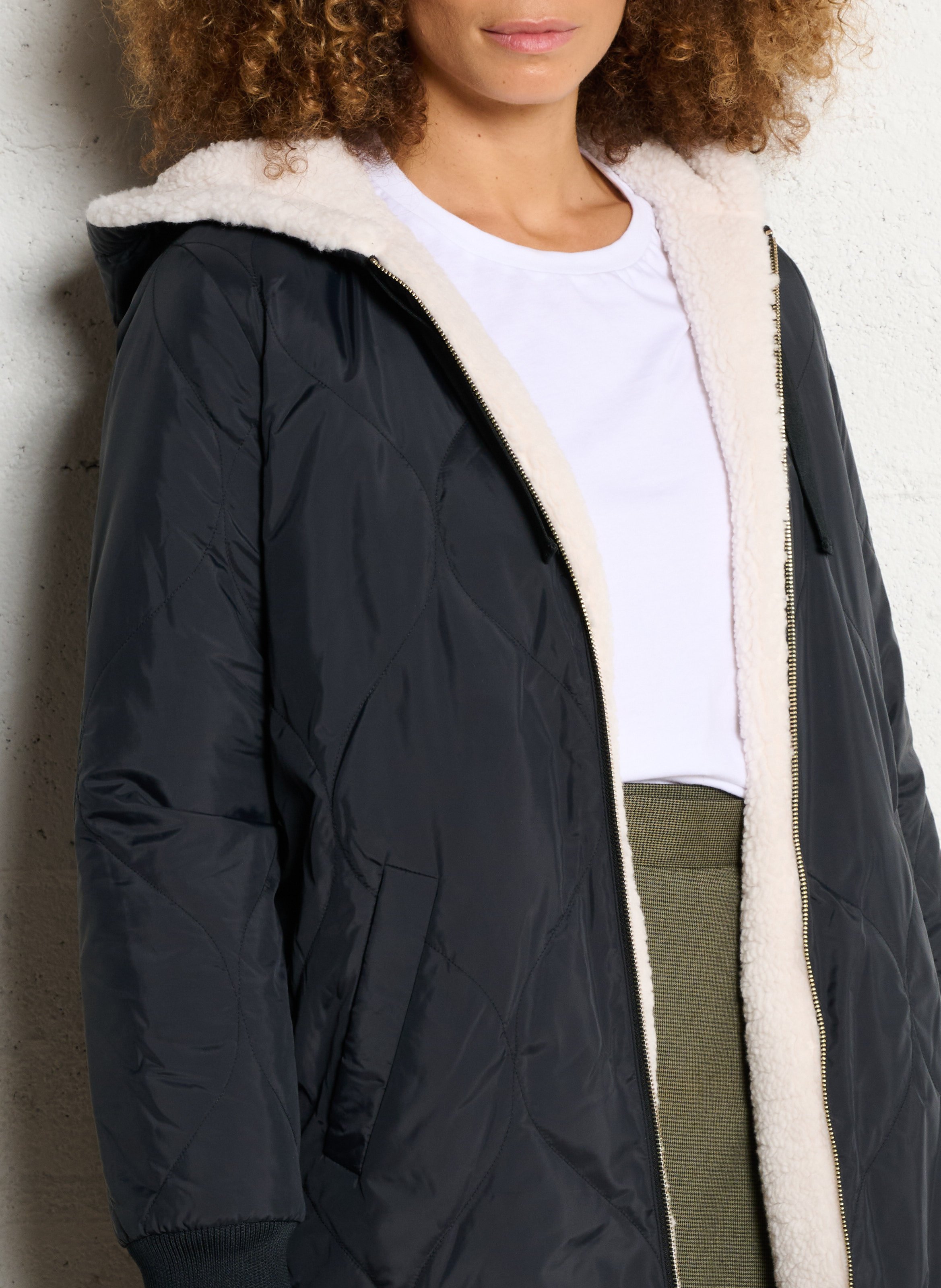 Reversible parka with hood I CODE Black