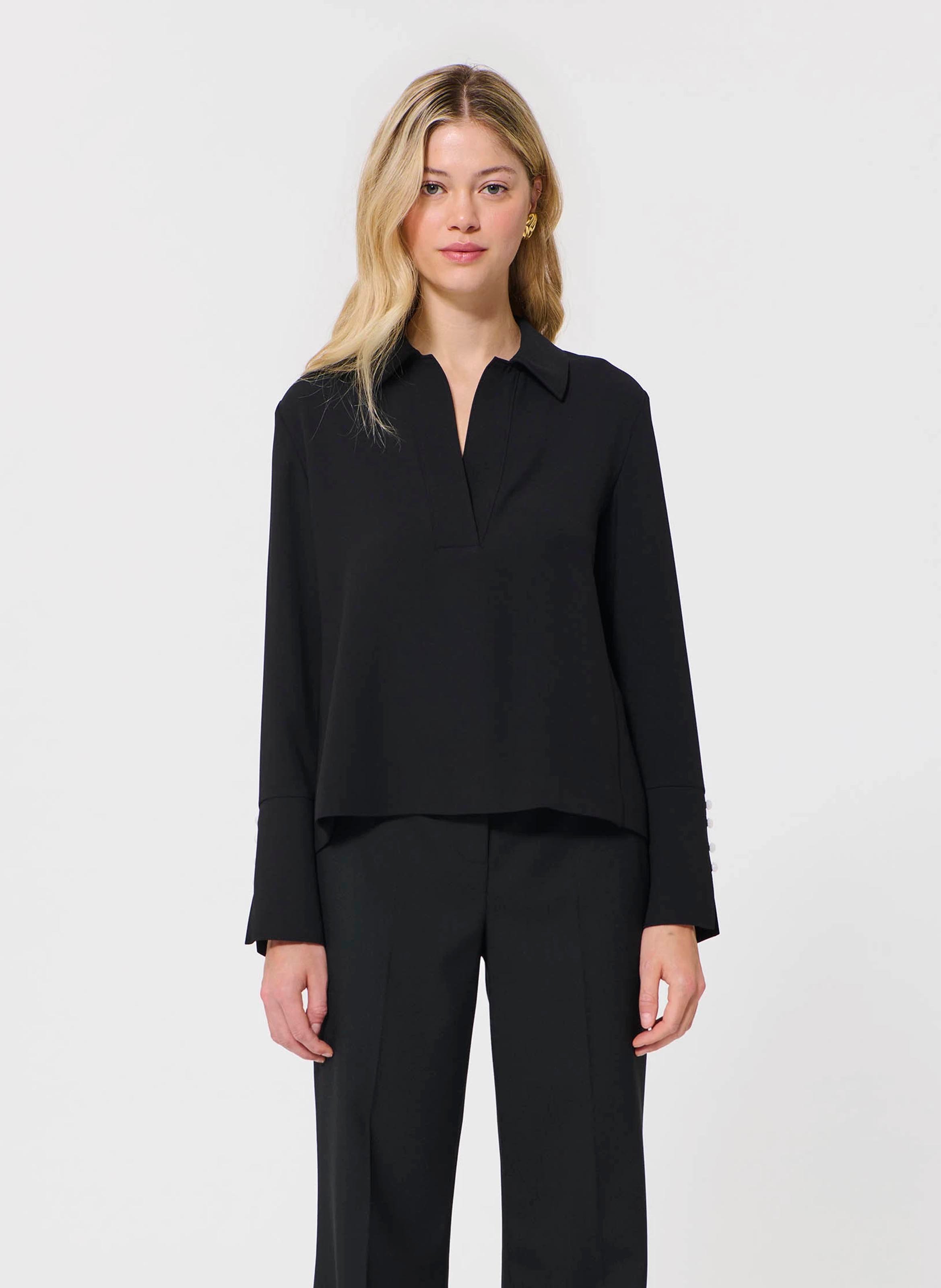 Langarm-Polo-Shirt uni TARA JARMON