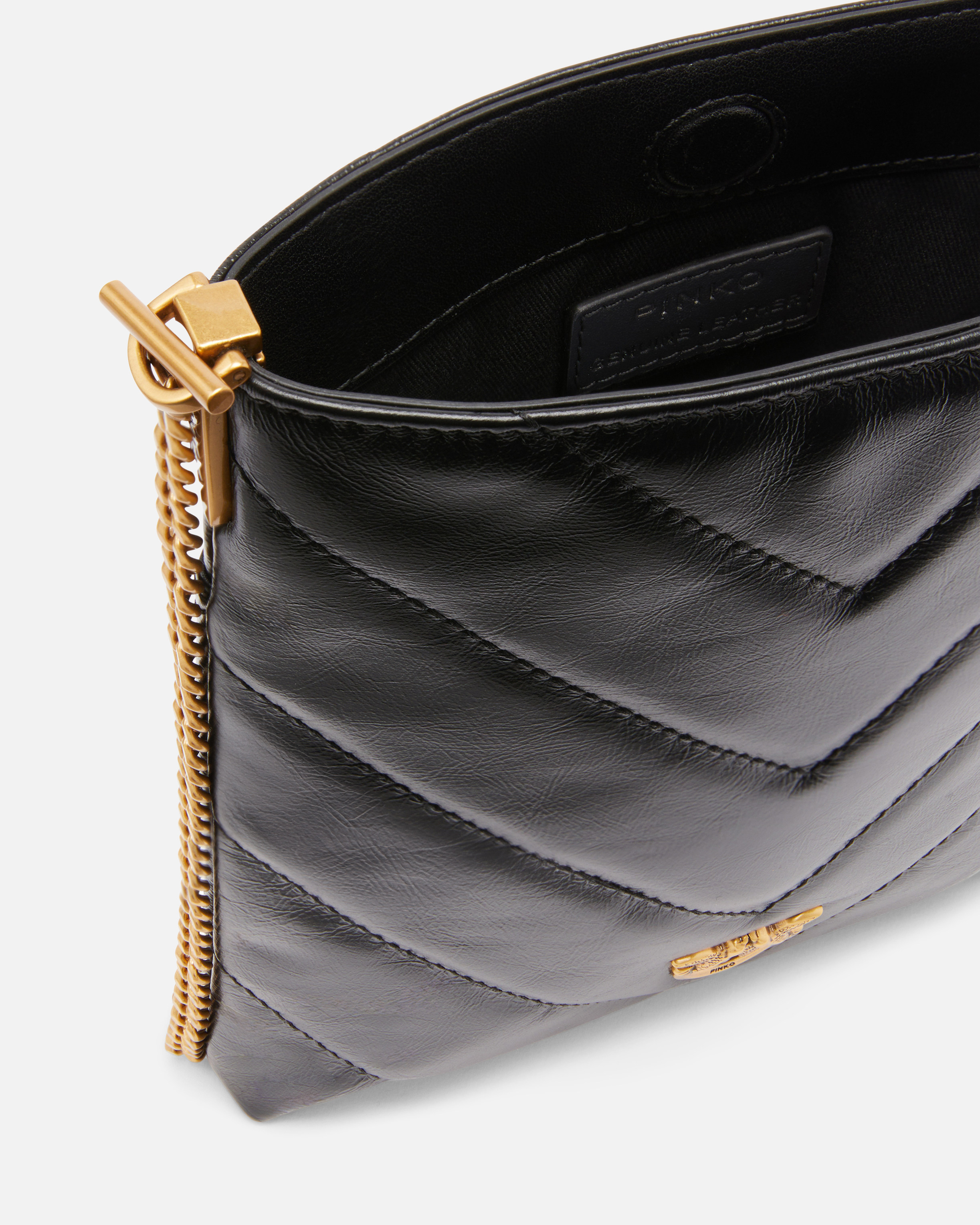 Flat shoulder bag in herringbone leather PINKO Black