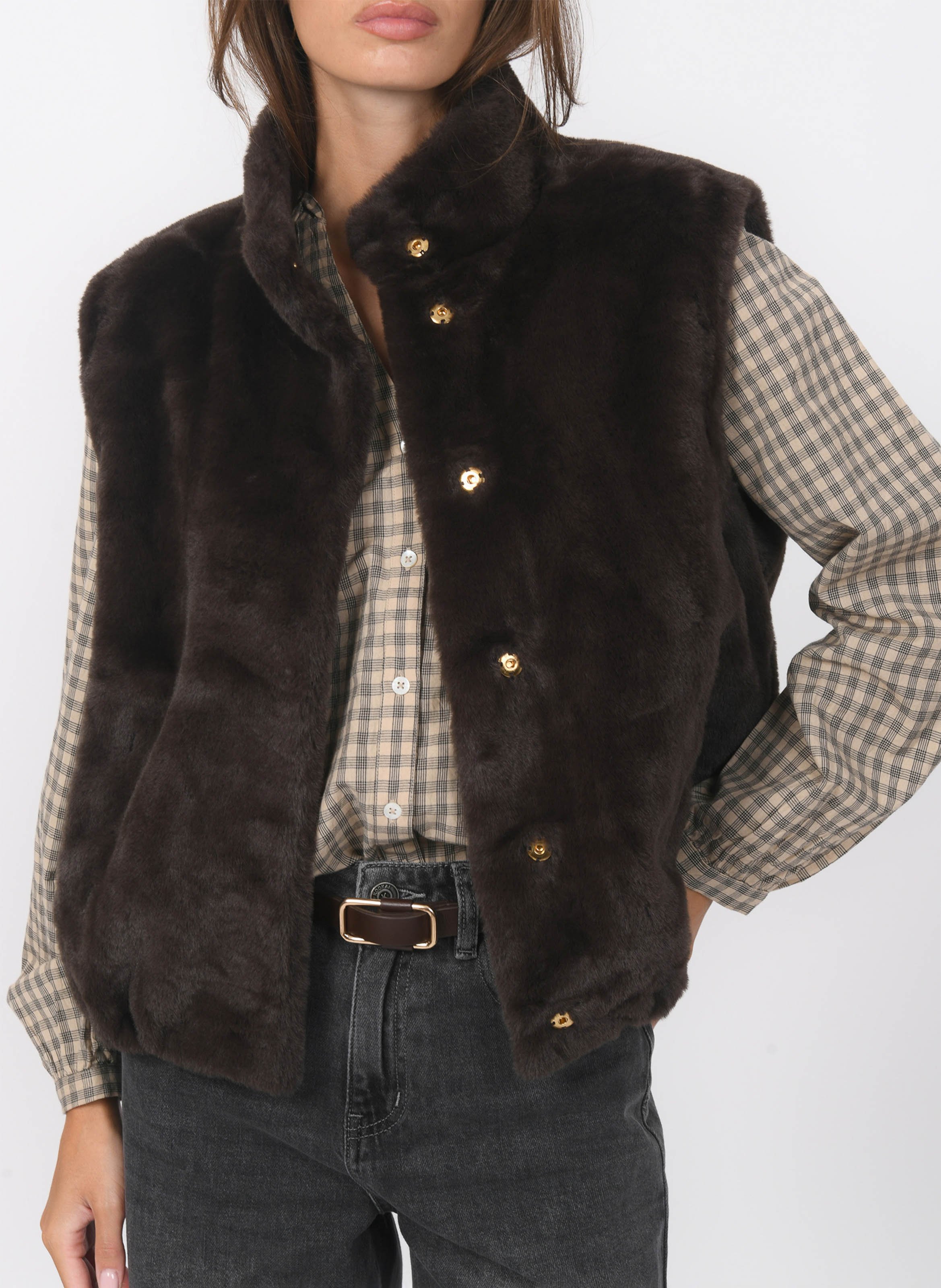 Jas met opstaande kraag en bonteffect KOOKAI Bruin