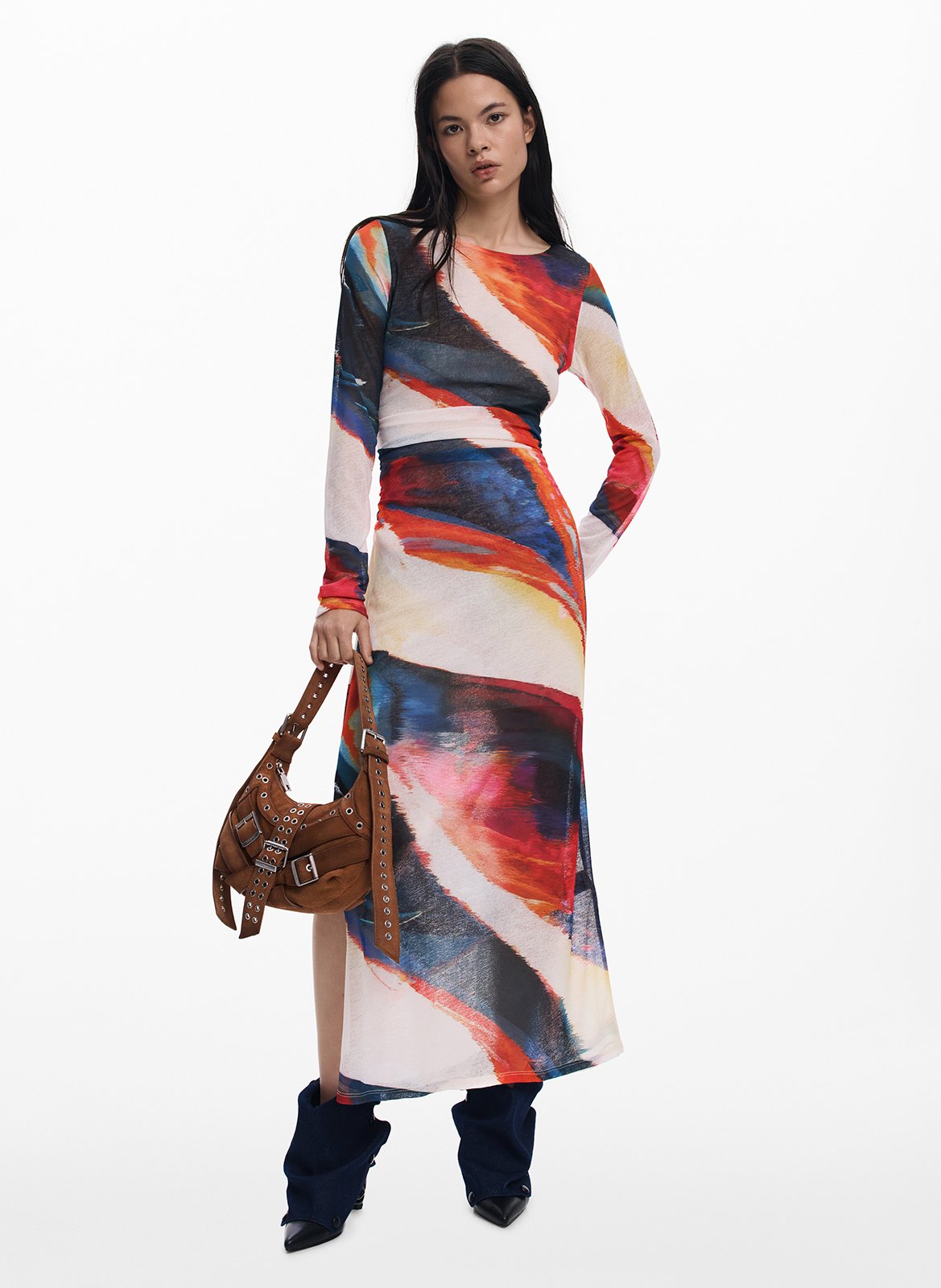 Robe longue col rond imprimé DESIGUAL Rouge