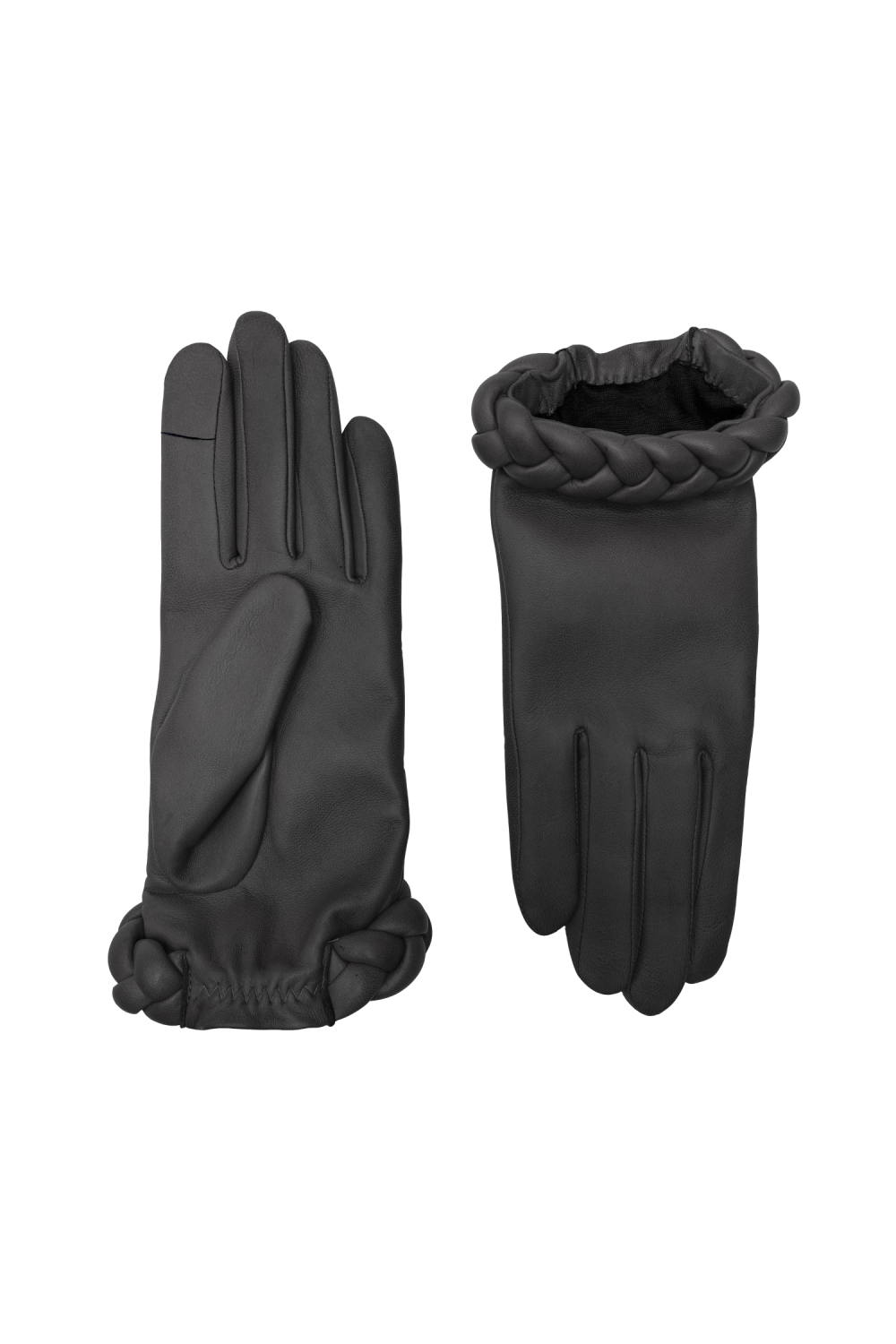 Lula leather gloves lined with silk AGNELLE Black