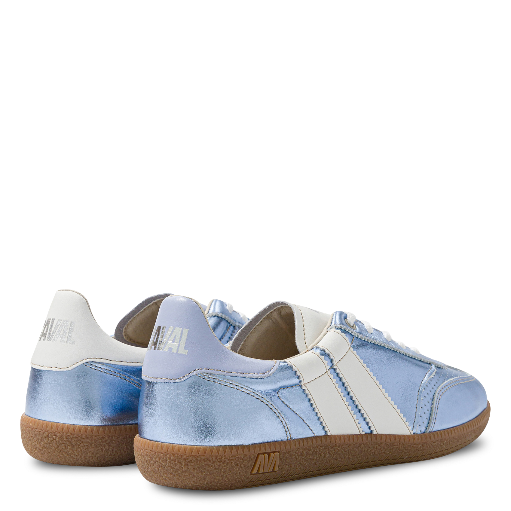 Low metallic leather trainers CAVAL Blue