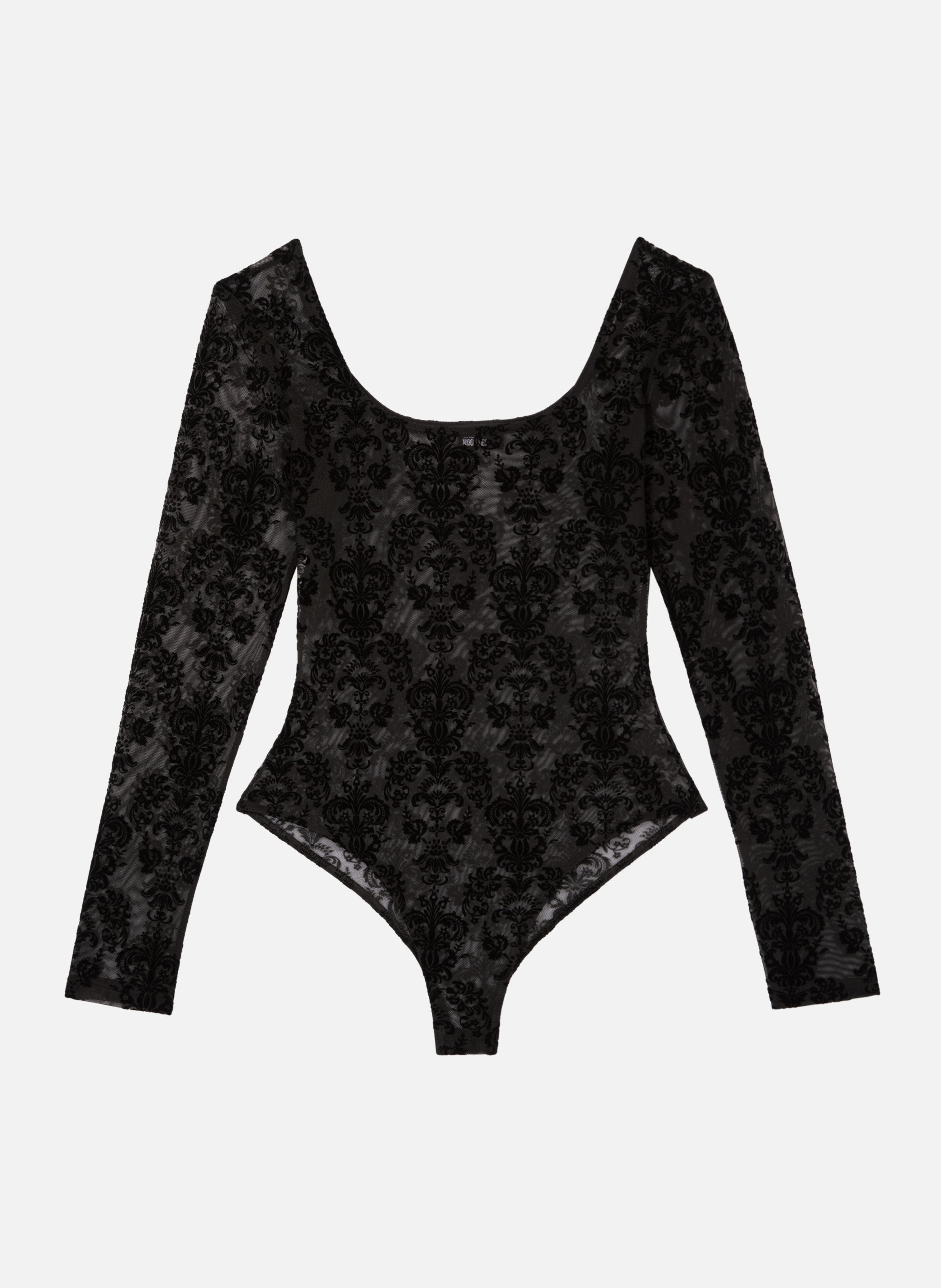 Mesh body with flocking THE KOOPLES Black