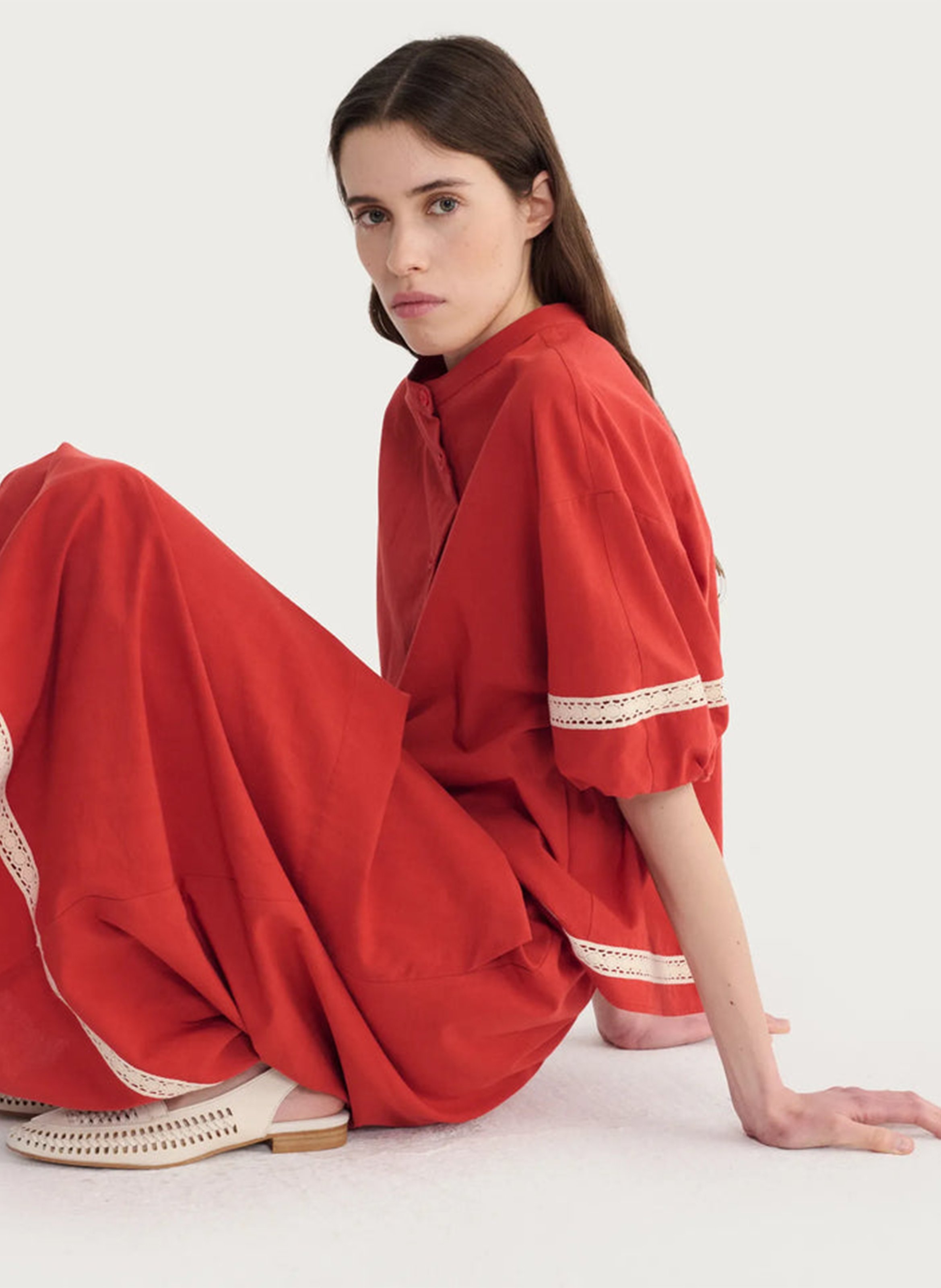 Oversized blouse | katoenblend BOBO CHOSES Rood