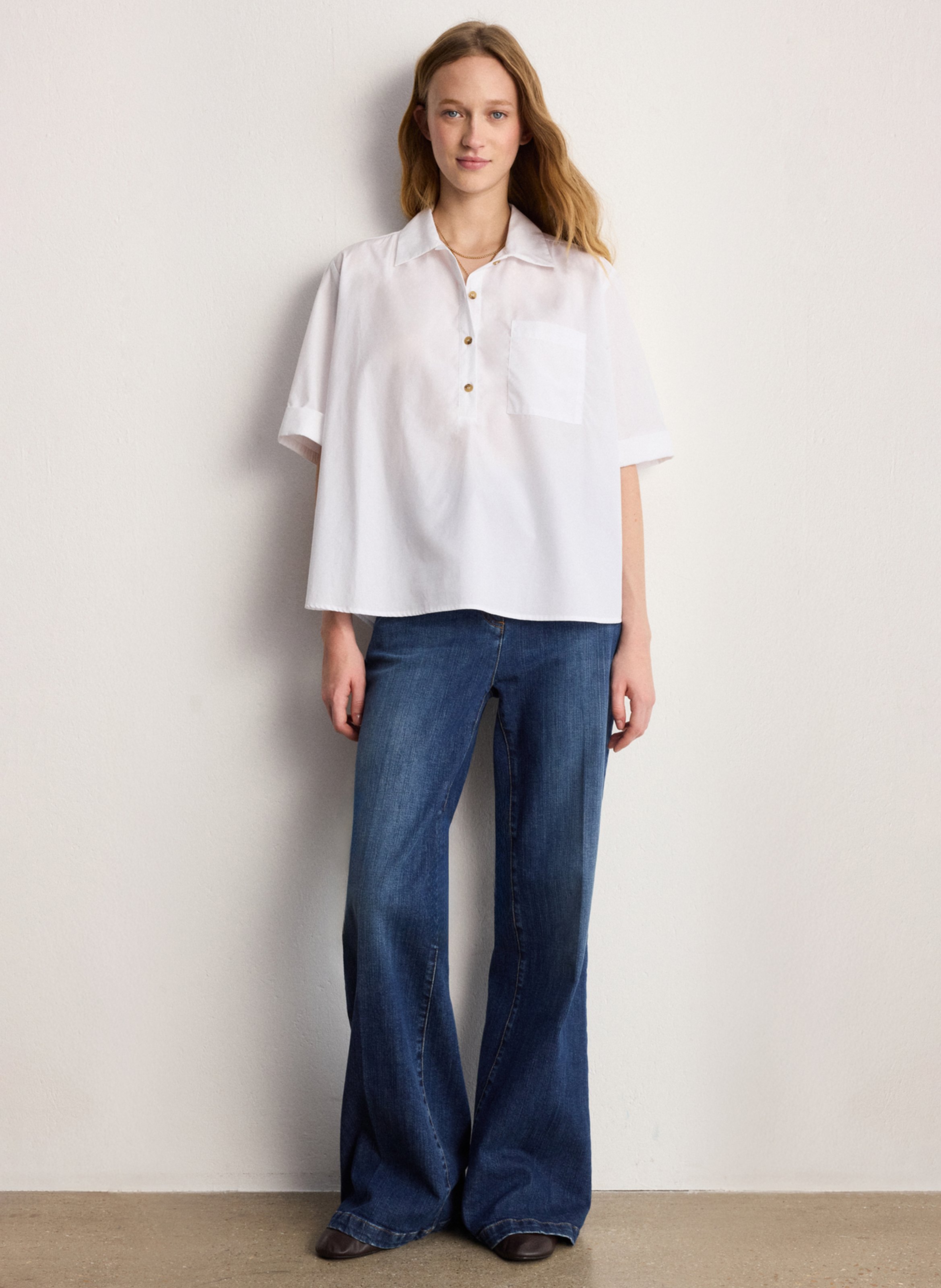 Loose-fit cotton blouse PABLO White