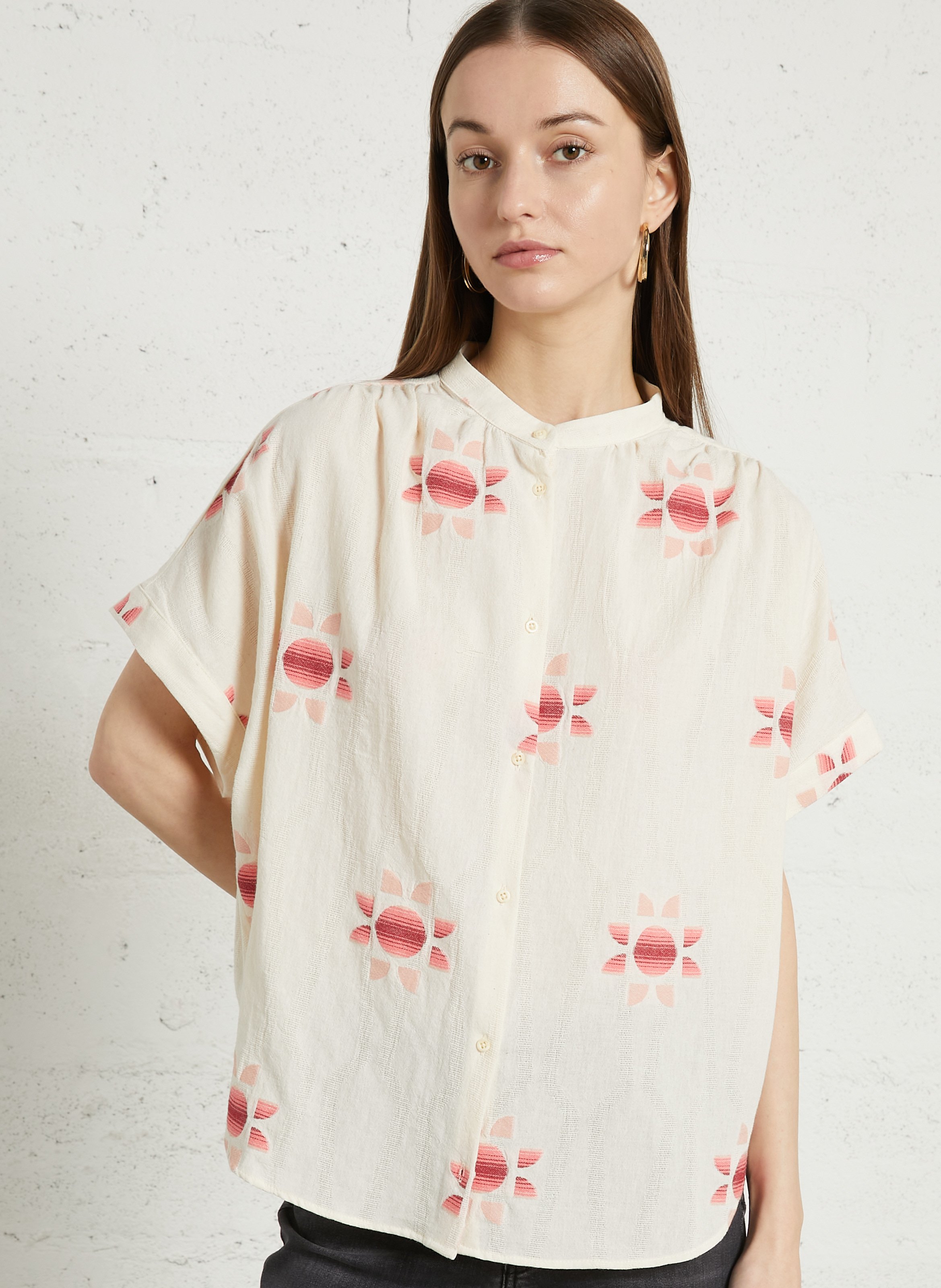 Weite Bluse aus Baumwoll-Mix mit Mao-Kragen SACRECOEUR Mehrfarbig