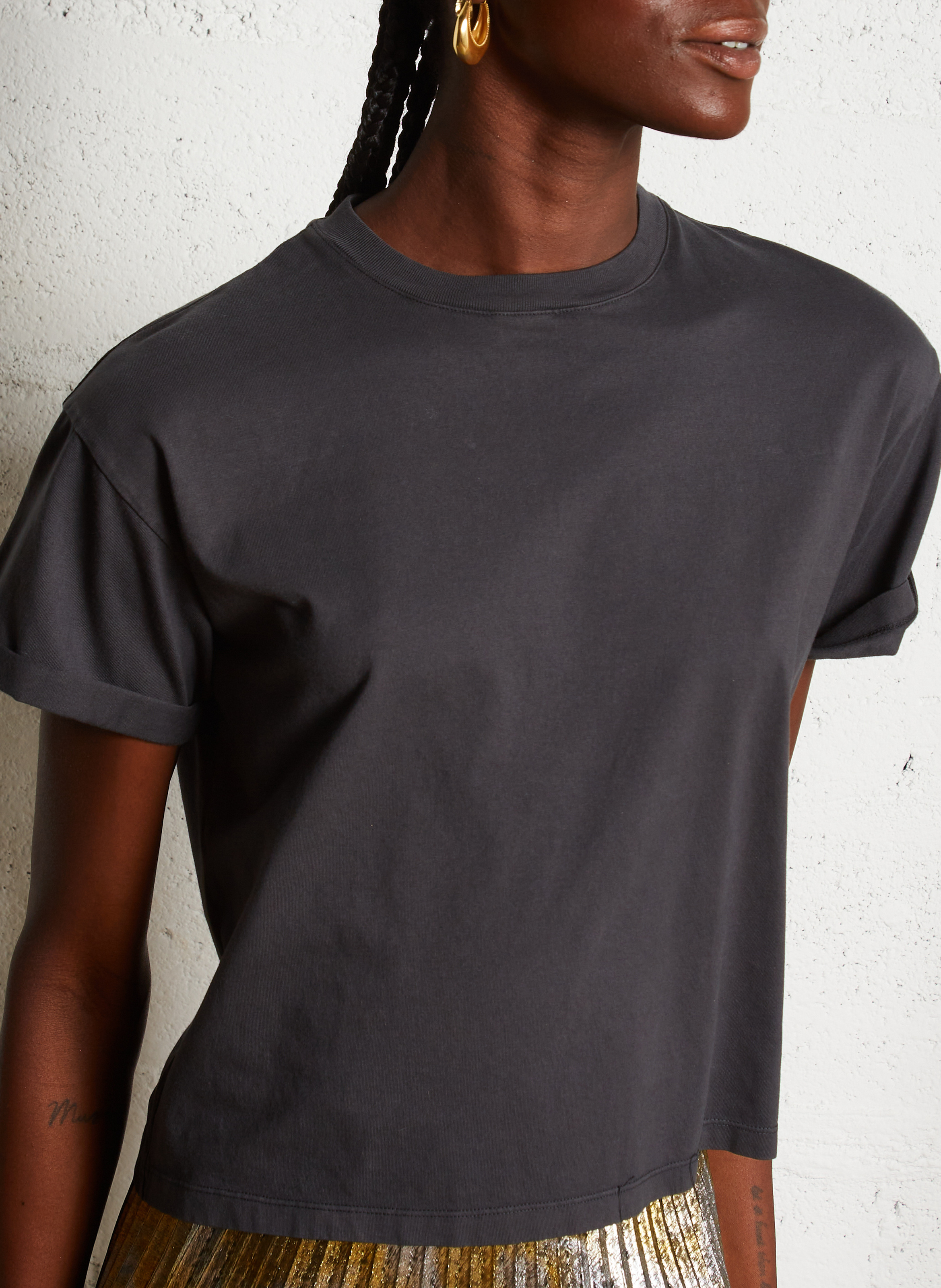 Tee-shirt col rond en coton BA&SH Noir