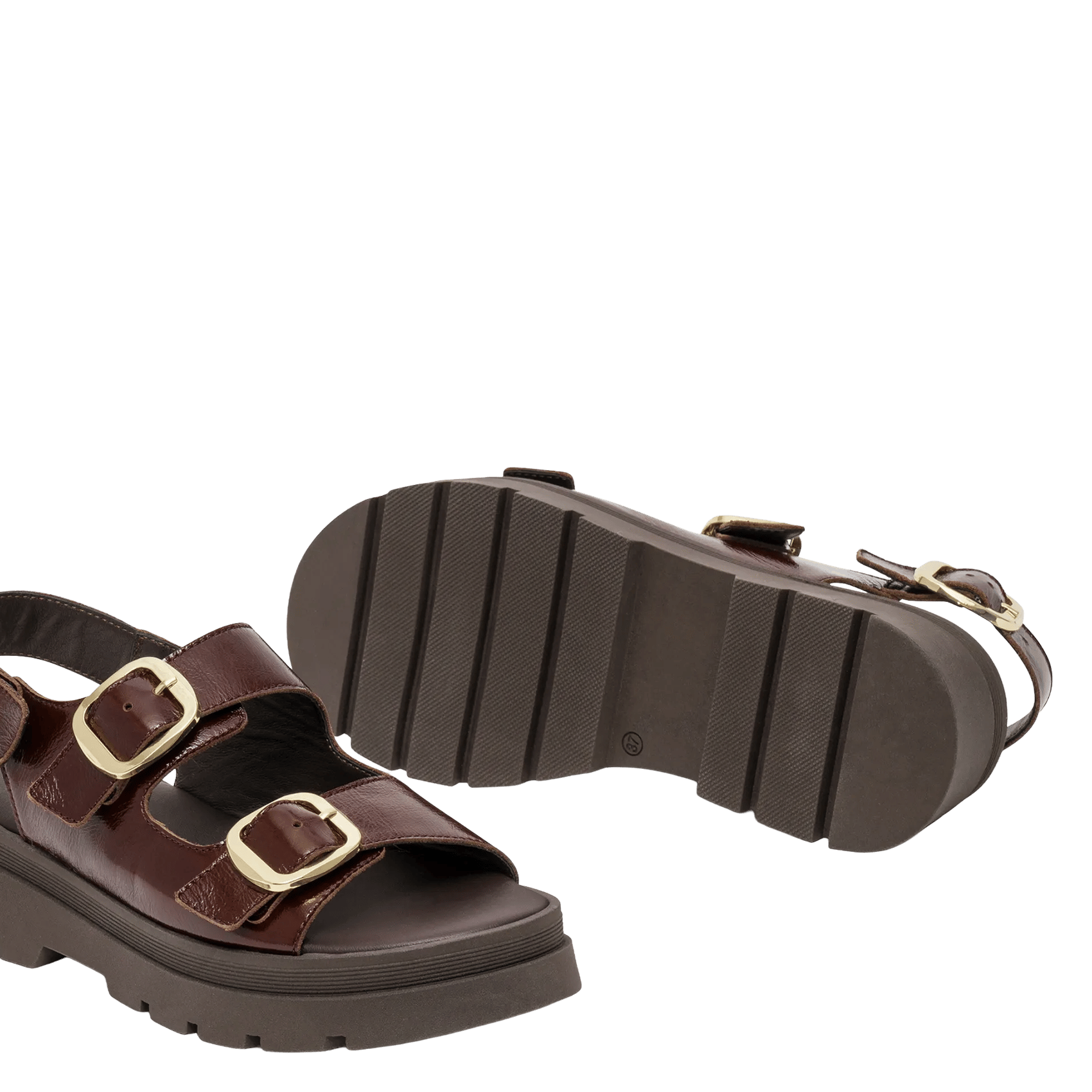 Fabia leather wedge sandals Brown