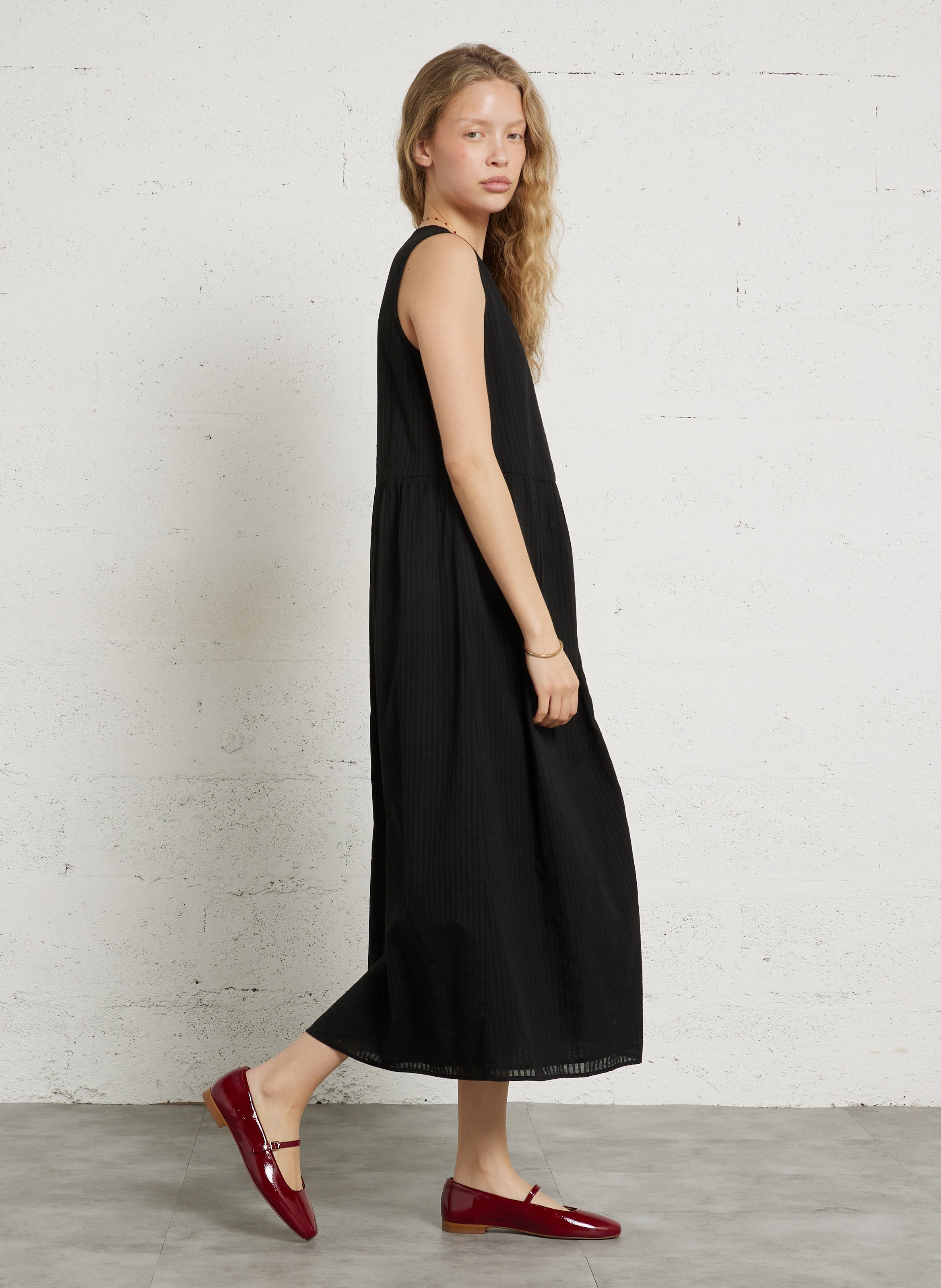 Robe ample col V sans manches DES PETITS HAUTS Noir
