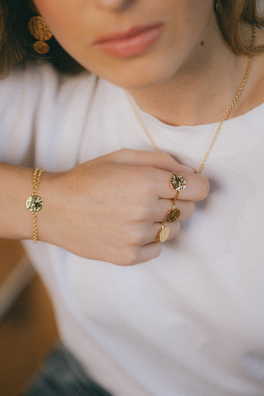 Round hammered gold-plated ring MONSIEUR SIMONE Silver
